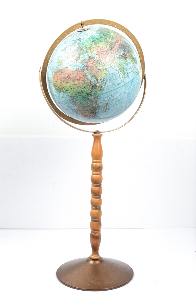 Home Decor Featuring Globe and Vintage Sewing Basket