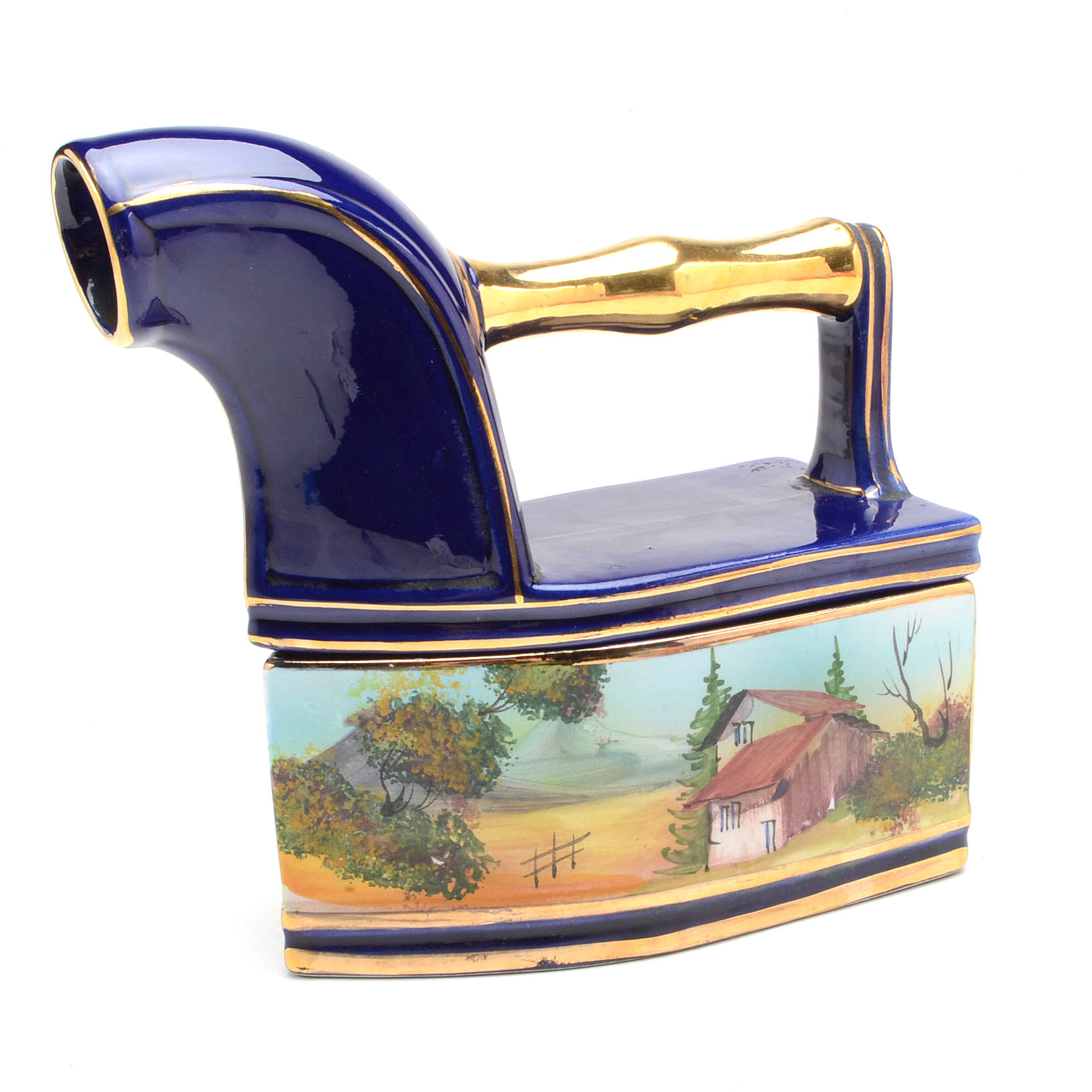 Hand-painted Alcobaça Portugal Sad Iron Replica