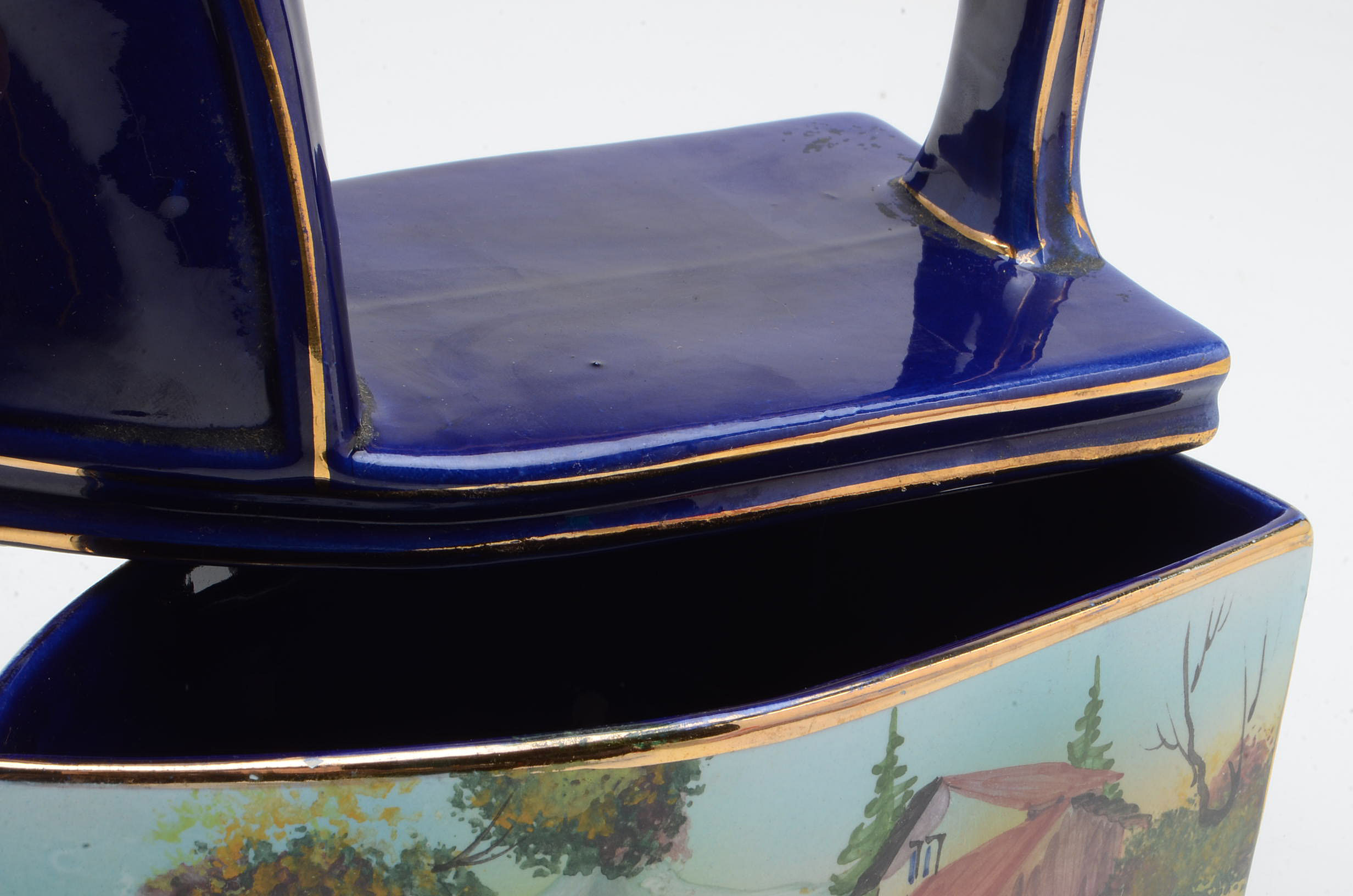 Hand-painted Alcobaça Portugal Sad Iron Replica