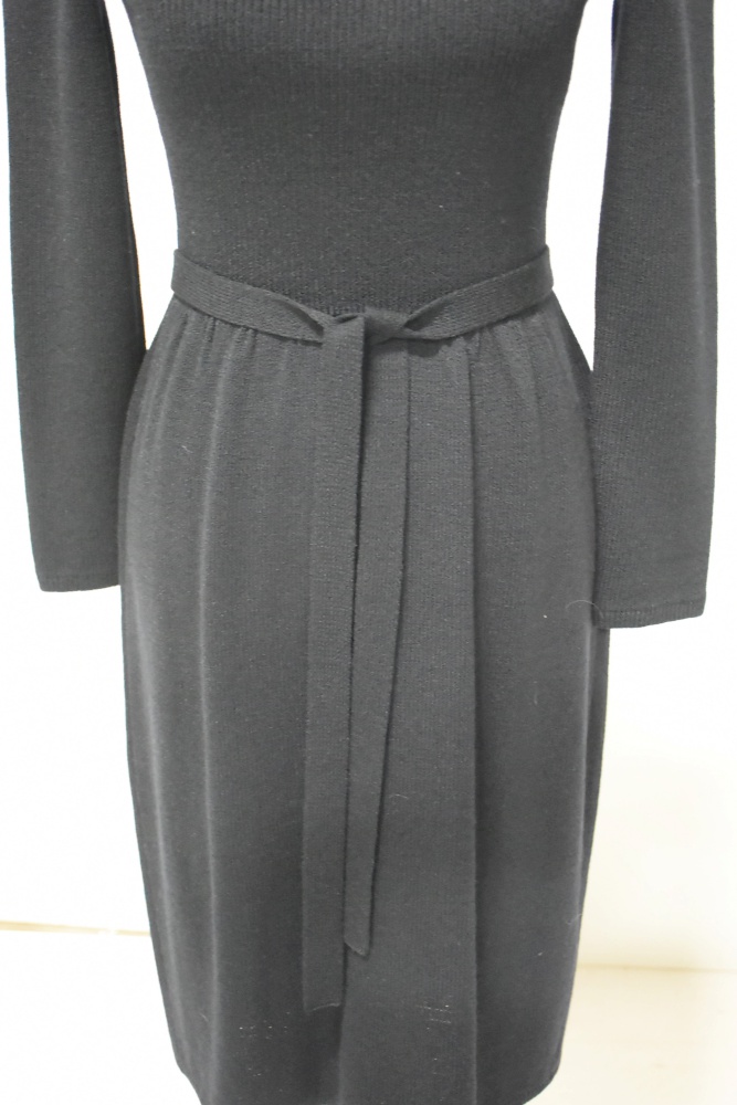 Vintage St. John Black Knit Dress with Sequin Detailing at the Neckline