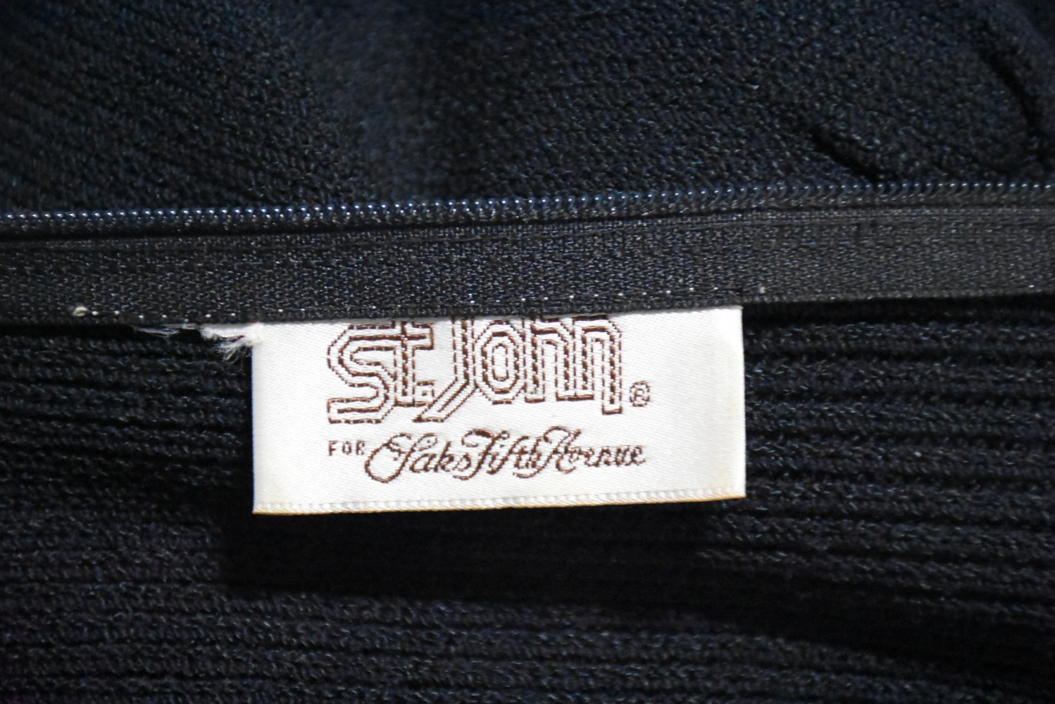 Vintage St. John Black Knit Dress with Sequin Detailing at the Neckline