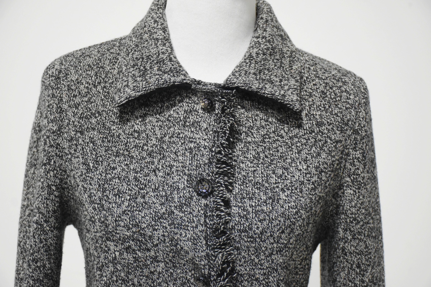 Oscar de la Renta Black and White Heathered Knit Jacket and Skirt