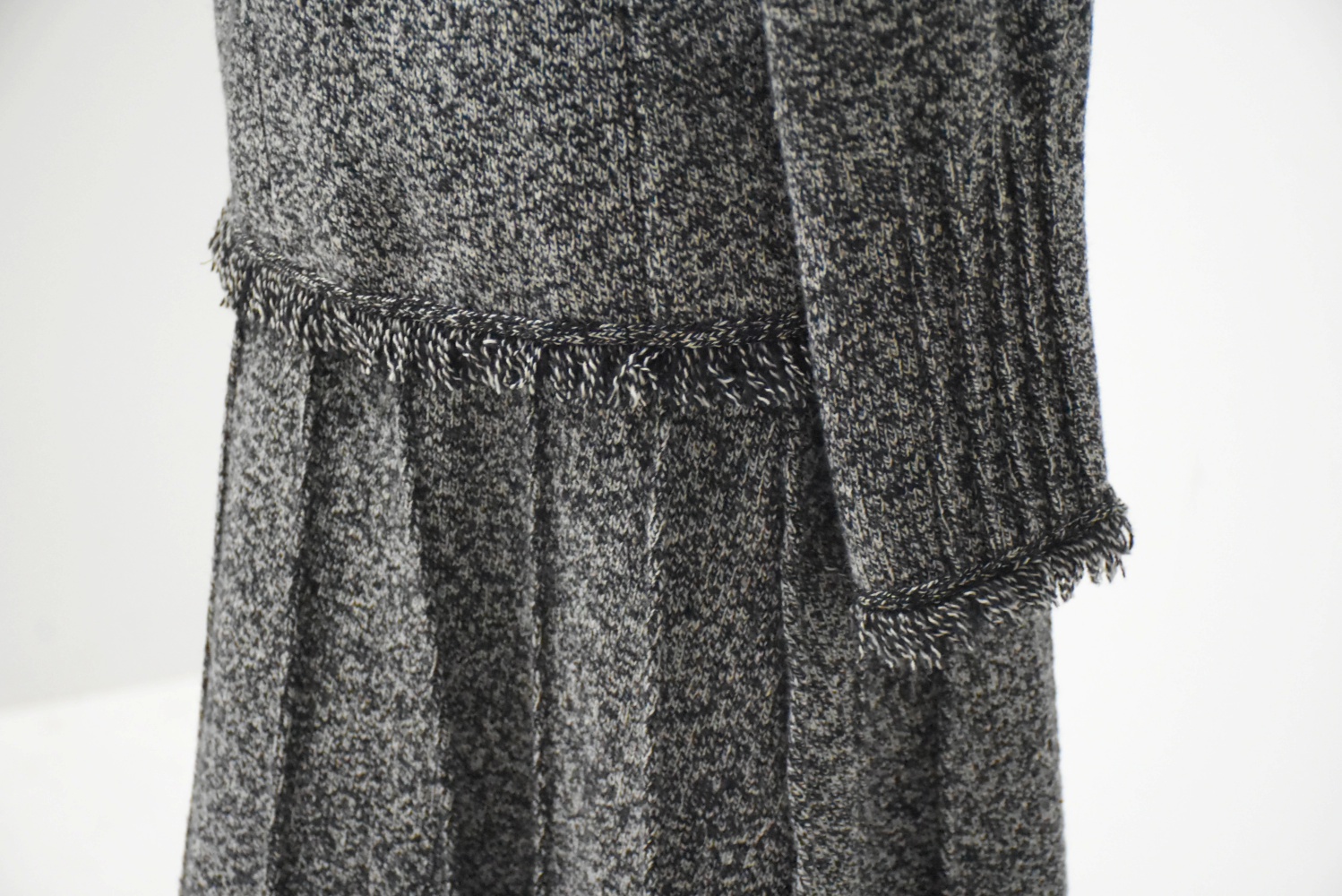 Oscar de la Renta Black and White Heathered Knit Jacket and Skirt