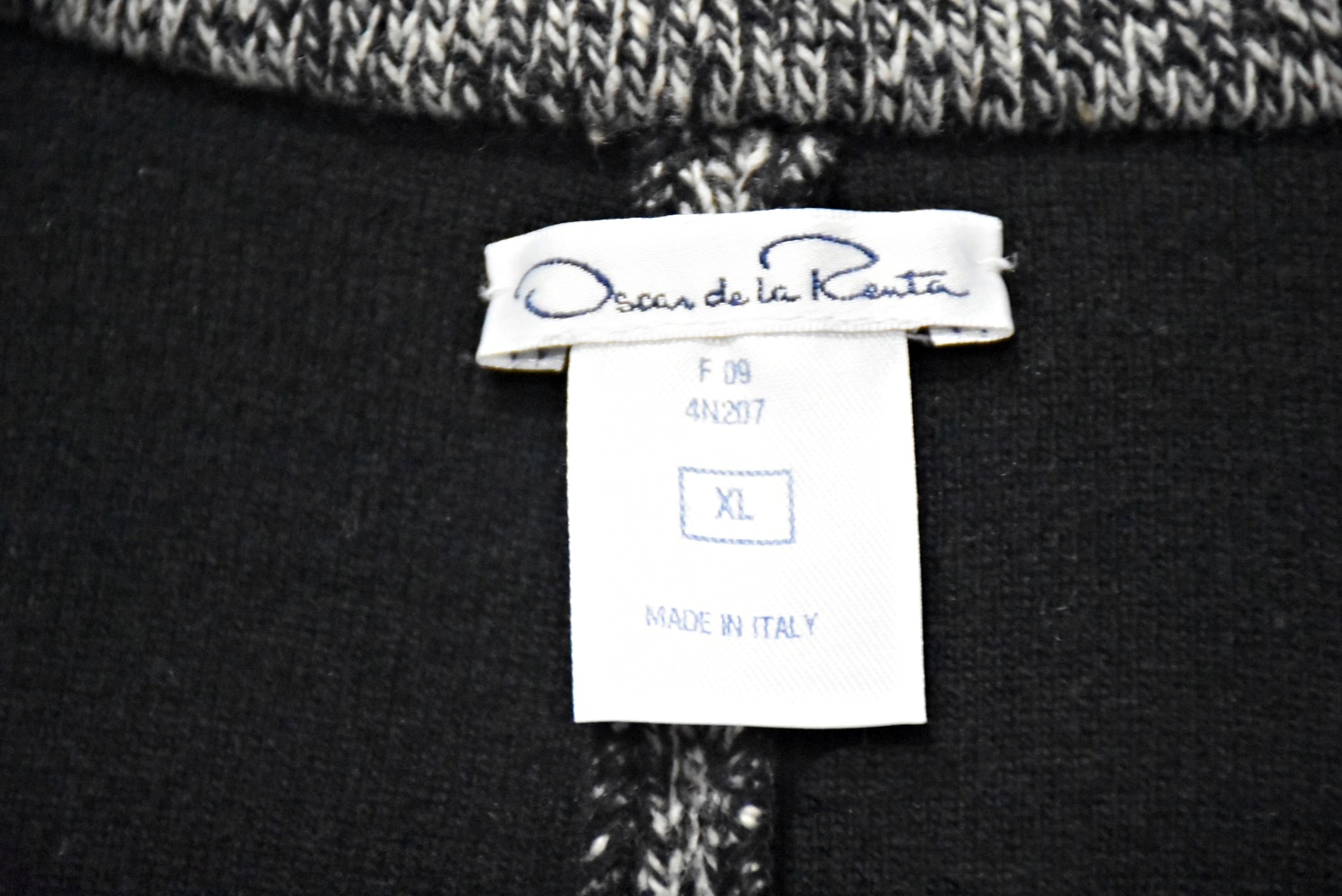 Oscar de la Renta Black and White Heathered Knit Jacket and Skirt