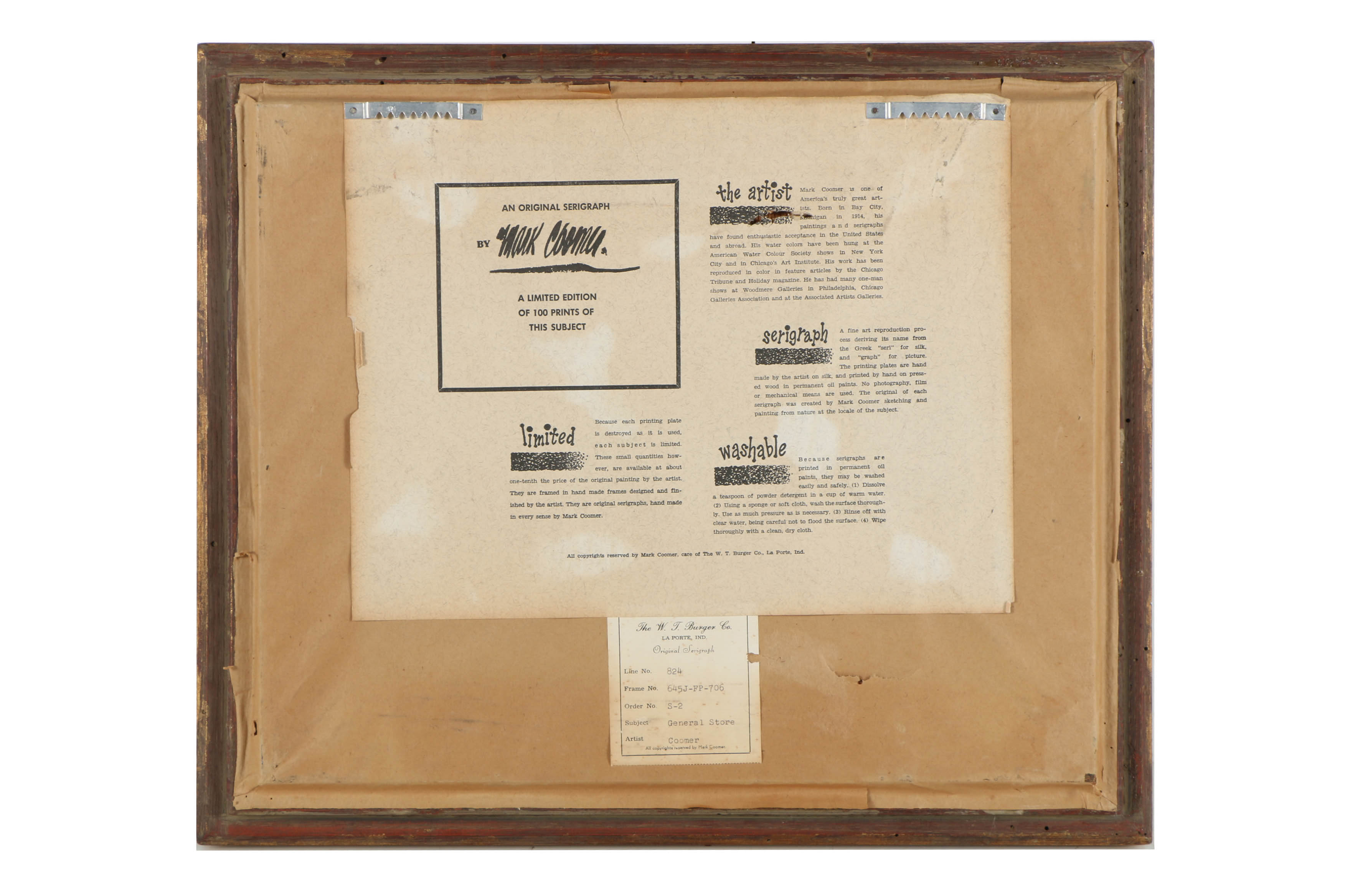 Mark Coomer Limited Edition Serigraph on Composite Board “General Store”