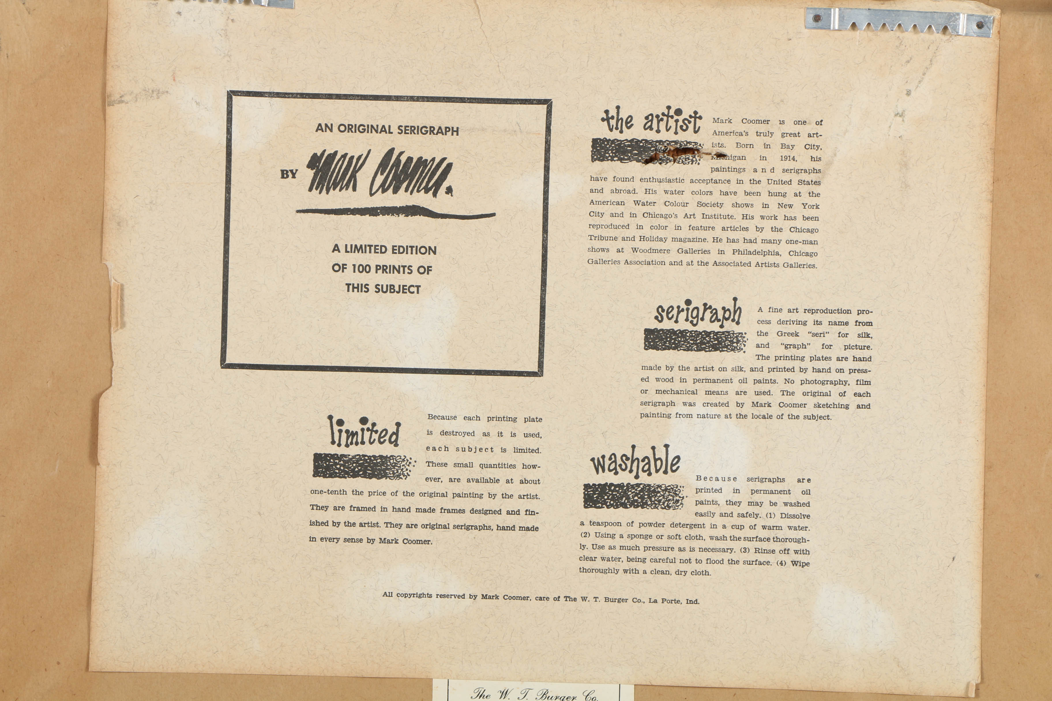 Mark Coomer Limited Edition Serigraph on Composite Board “General Store”