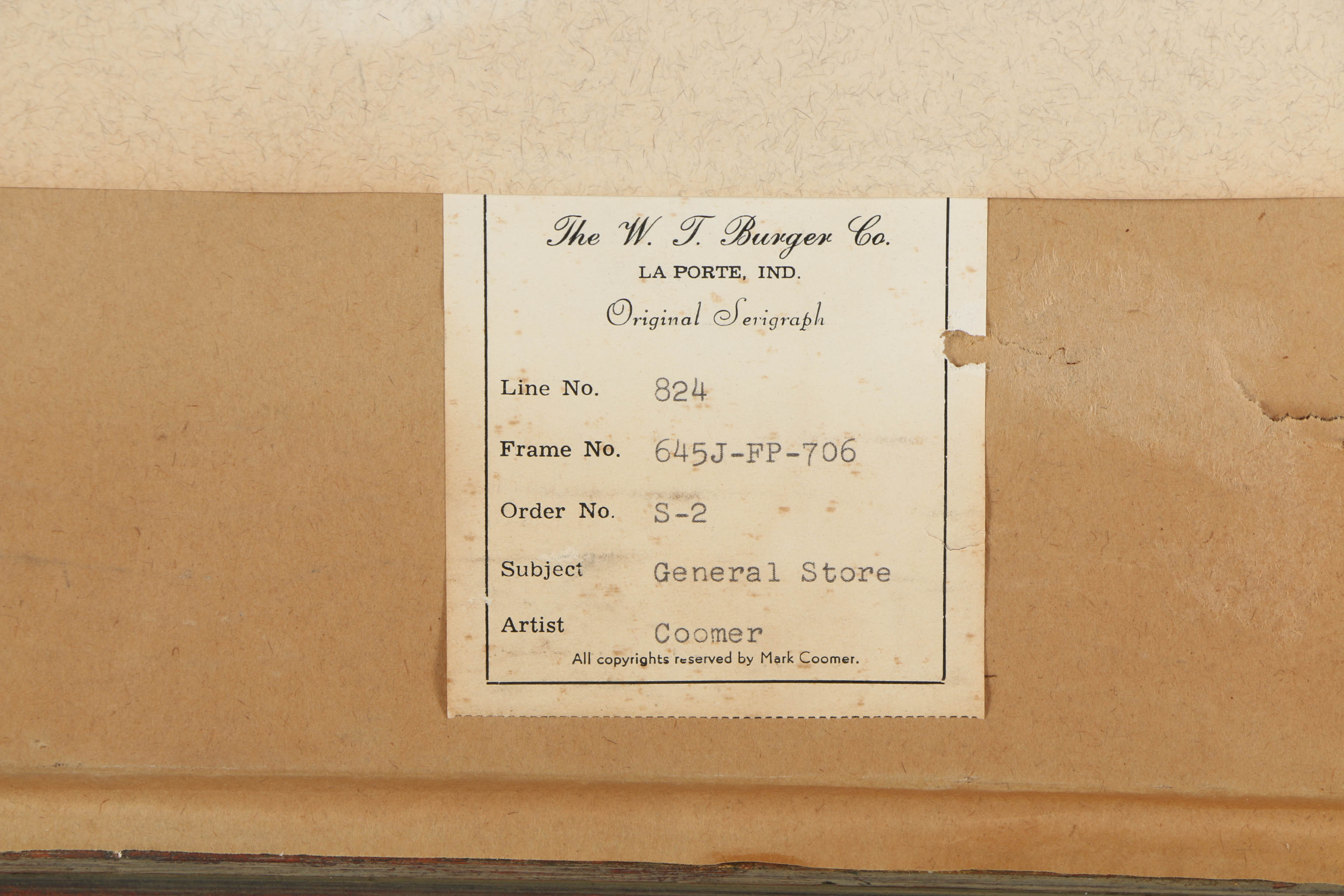 Mark Coomer Limited Edition Serigraph on Composite Board “General Store”