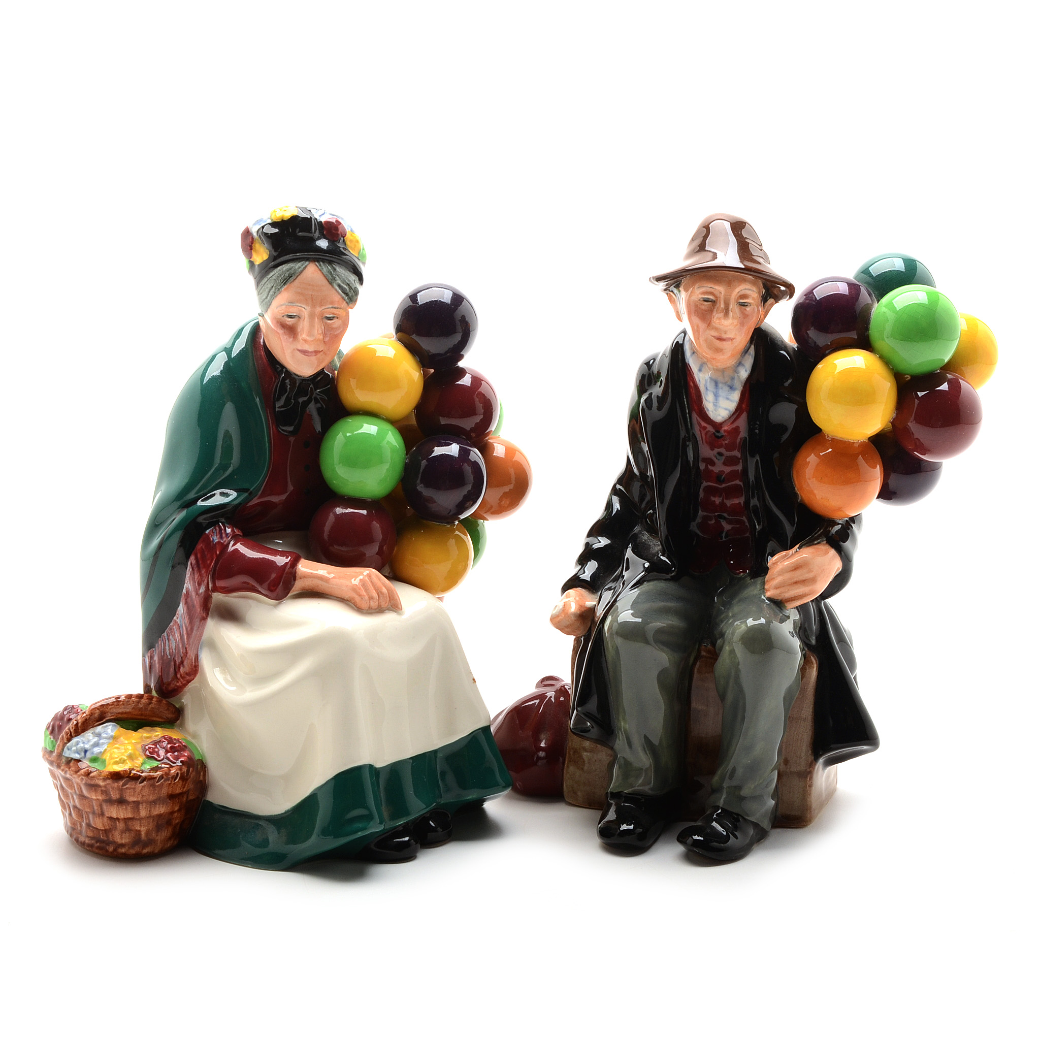 Vintage Royal Doulton Old Balloon Seller Woman and Balloon Man