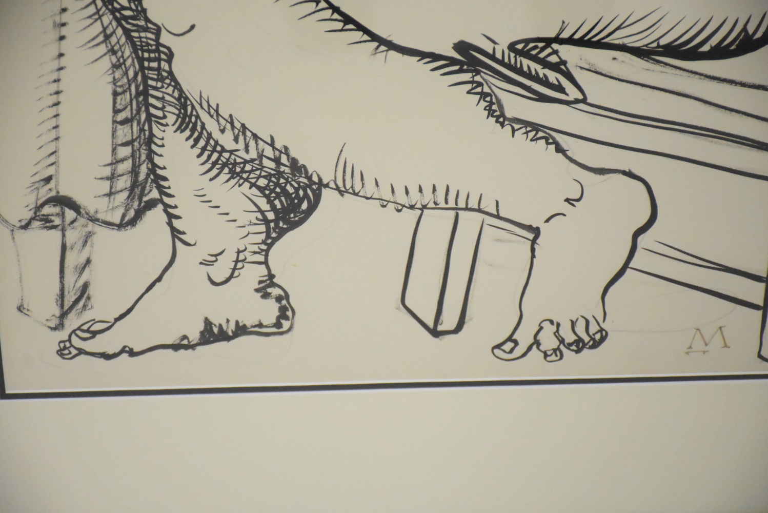 David Miretsky Ink Painting on Paper Abstract Figure