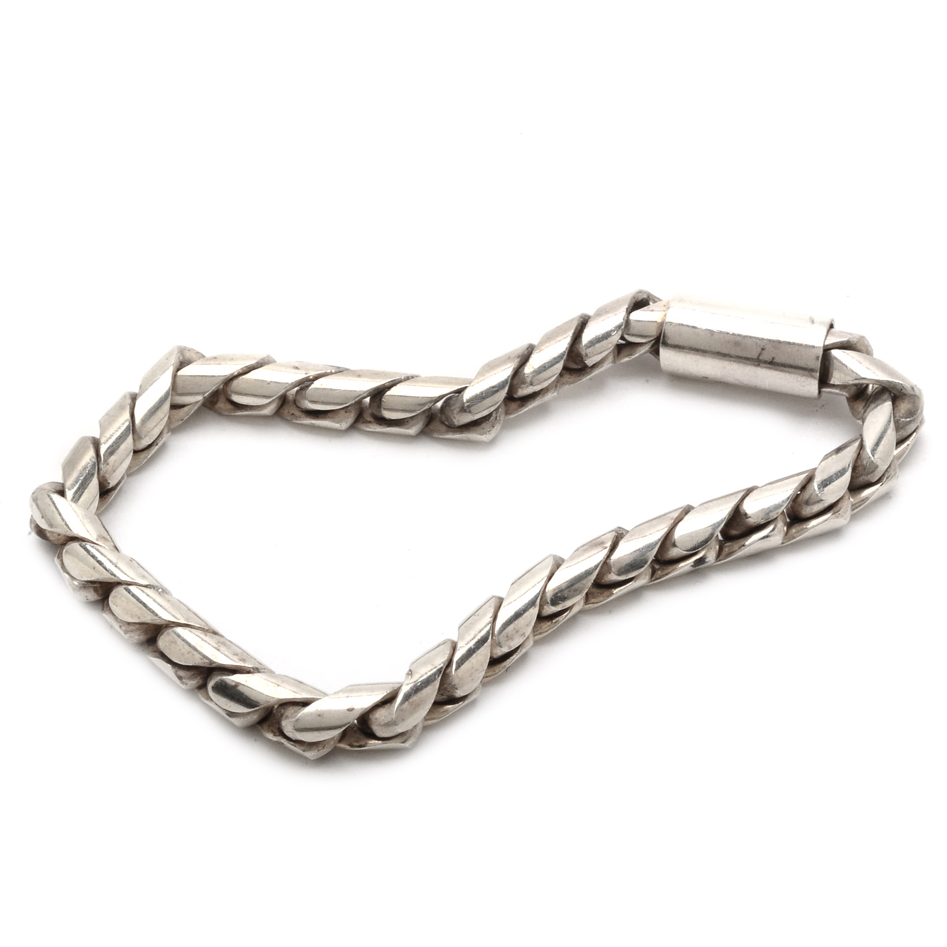 Heavy Sterling Silver Twisted Chain Link Bracelet