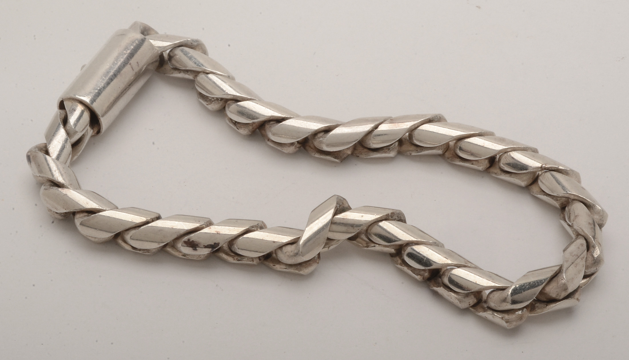 Heavy Sterling Silver Twisted Chain Link Bracelet