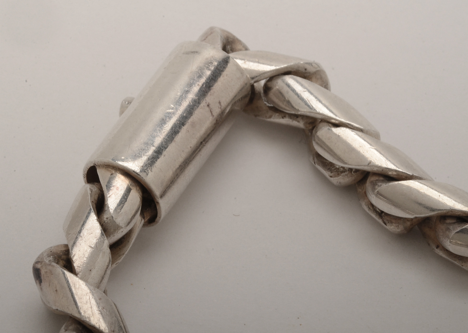 Heavy Sterling Silver Twisted Chain Link Bracelet