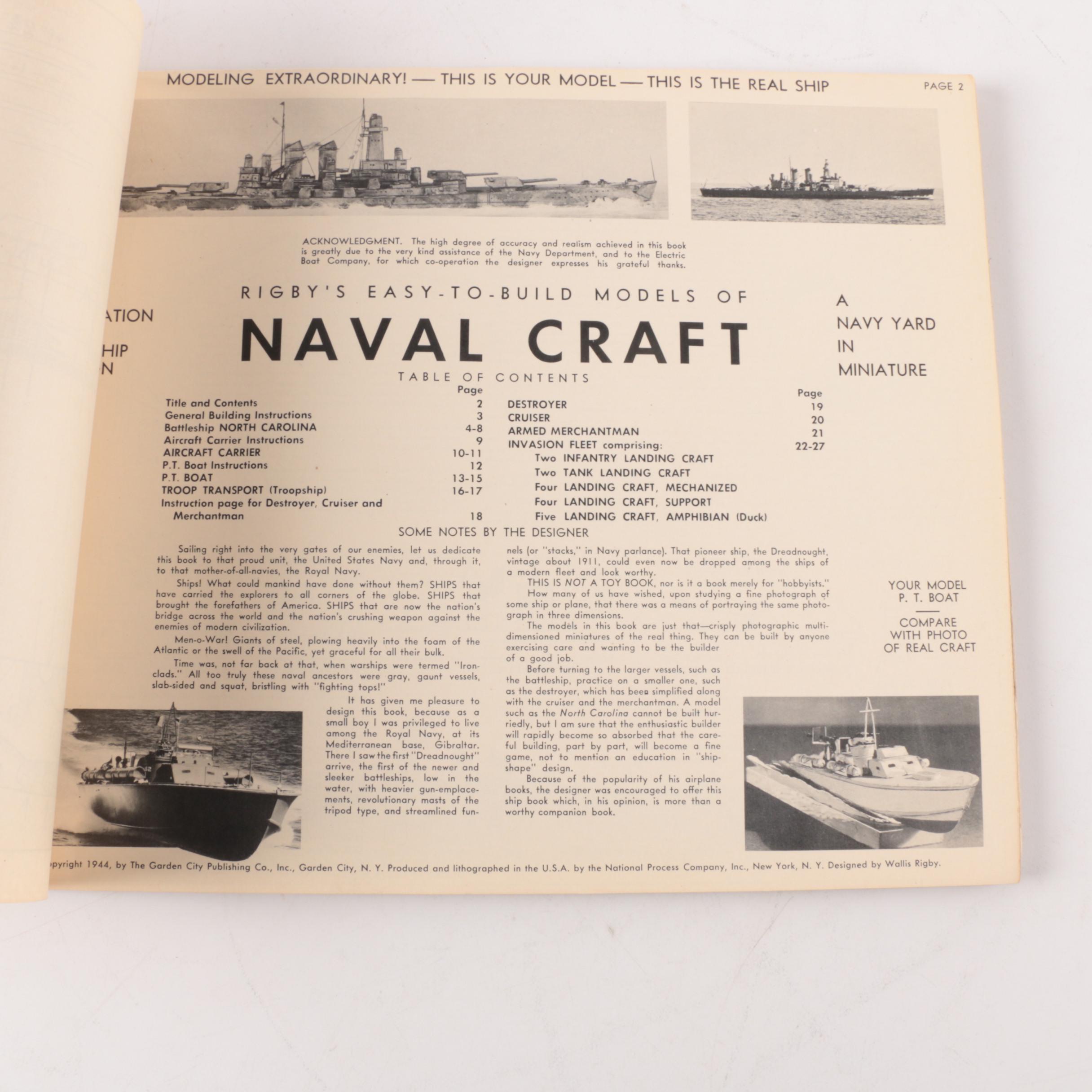 "Rigby's Easy-to-Build Models of Naval Craft" 1944 Model Book
