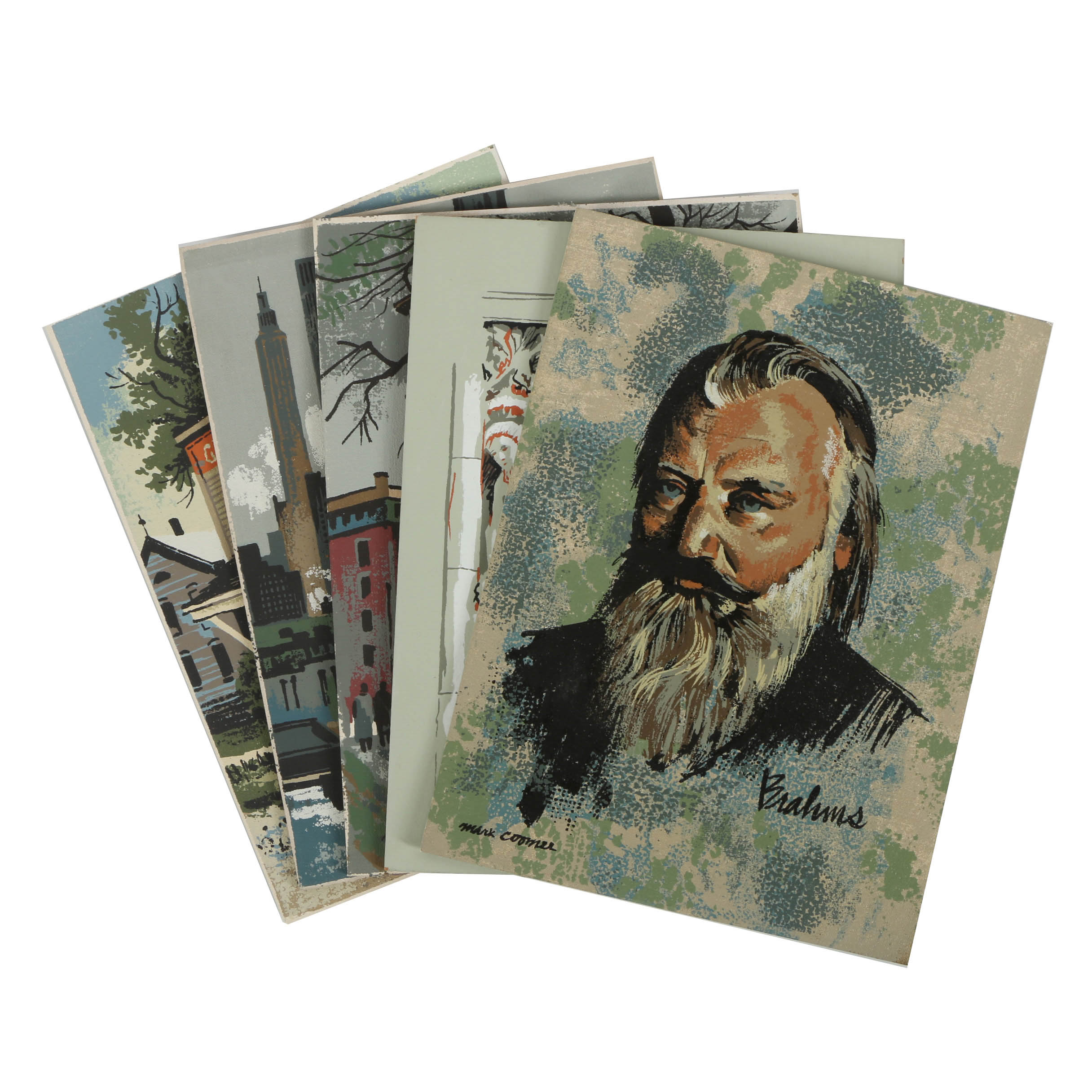 Collection of Mark Coomer Serigraphs on Boards of Genre Scenes