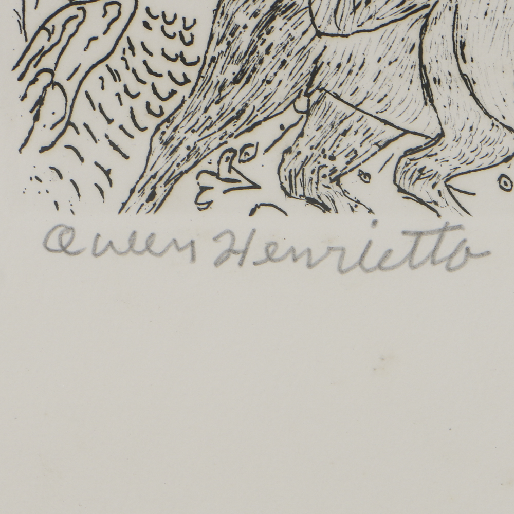 Howard Finster Etching on Paper "Queen Henrietta"