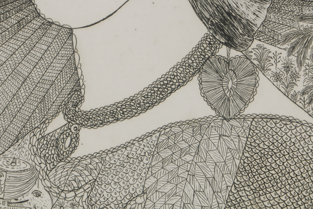 Howard Finster Etching on Paper "Queen Henrietta"