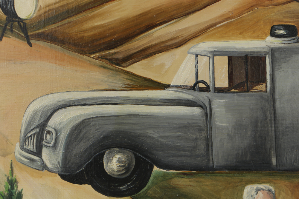 K.C. Truschel Oil Painting on Board "Hooray for Wally Hood"