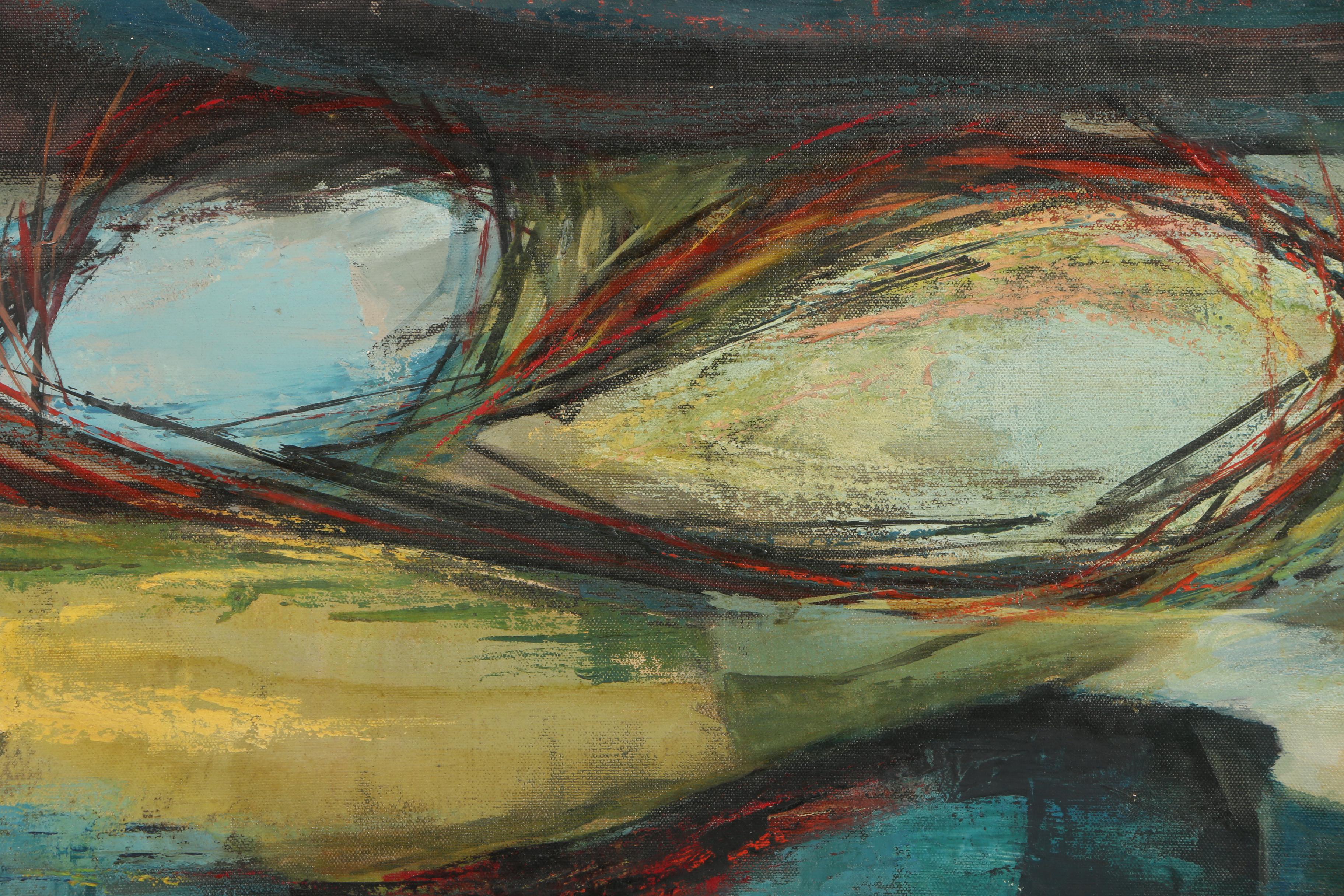 R. Butler Oil Painting of an Abstract Landscape