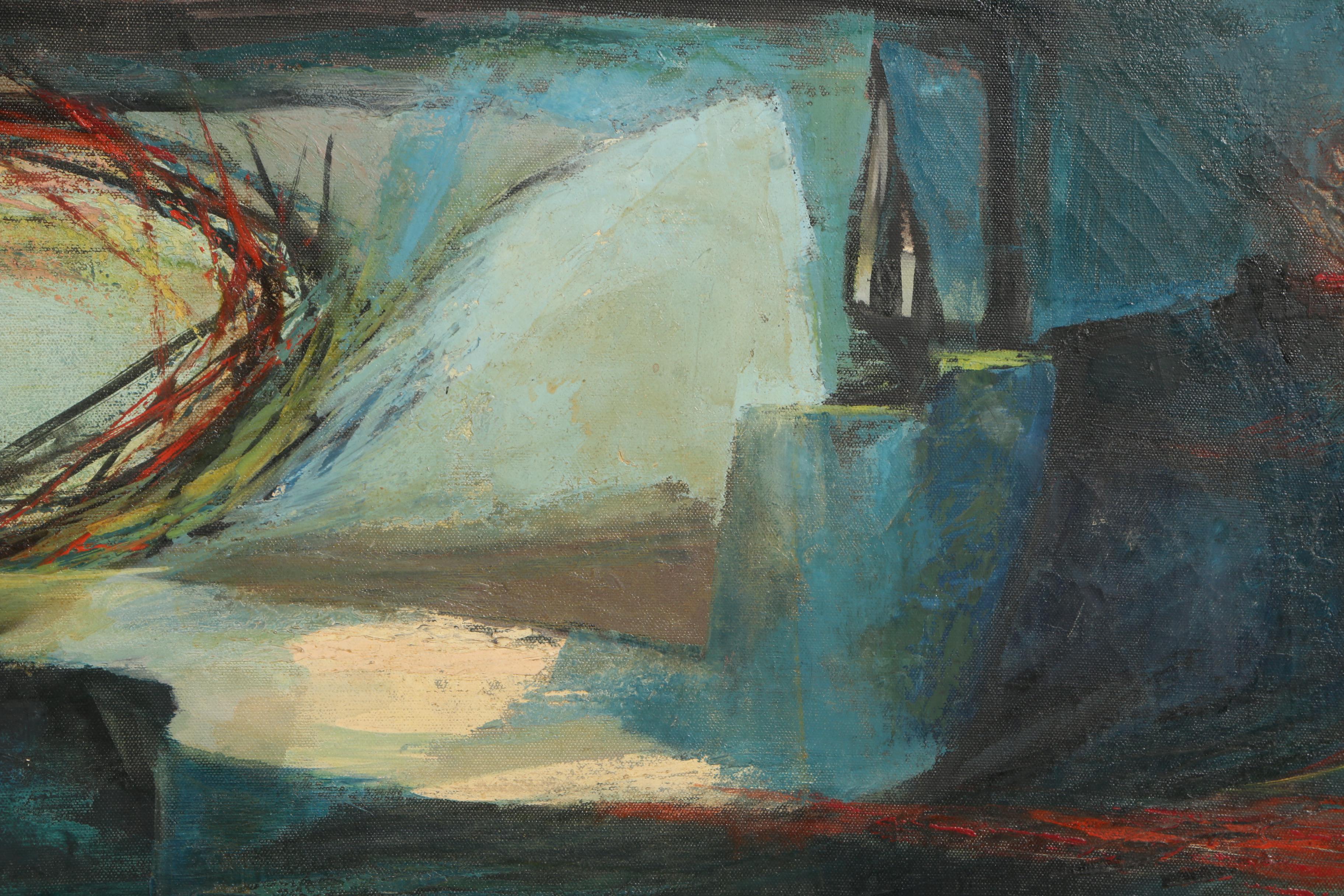 R. Butler Oil Painting of an Abstract Landscape