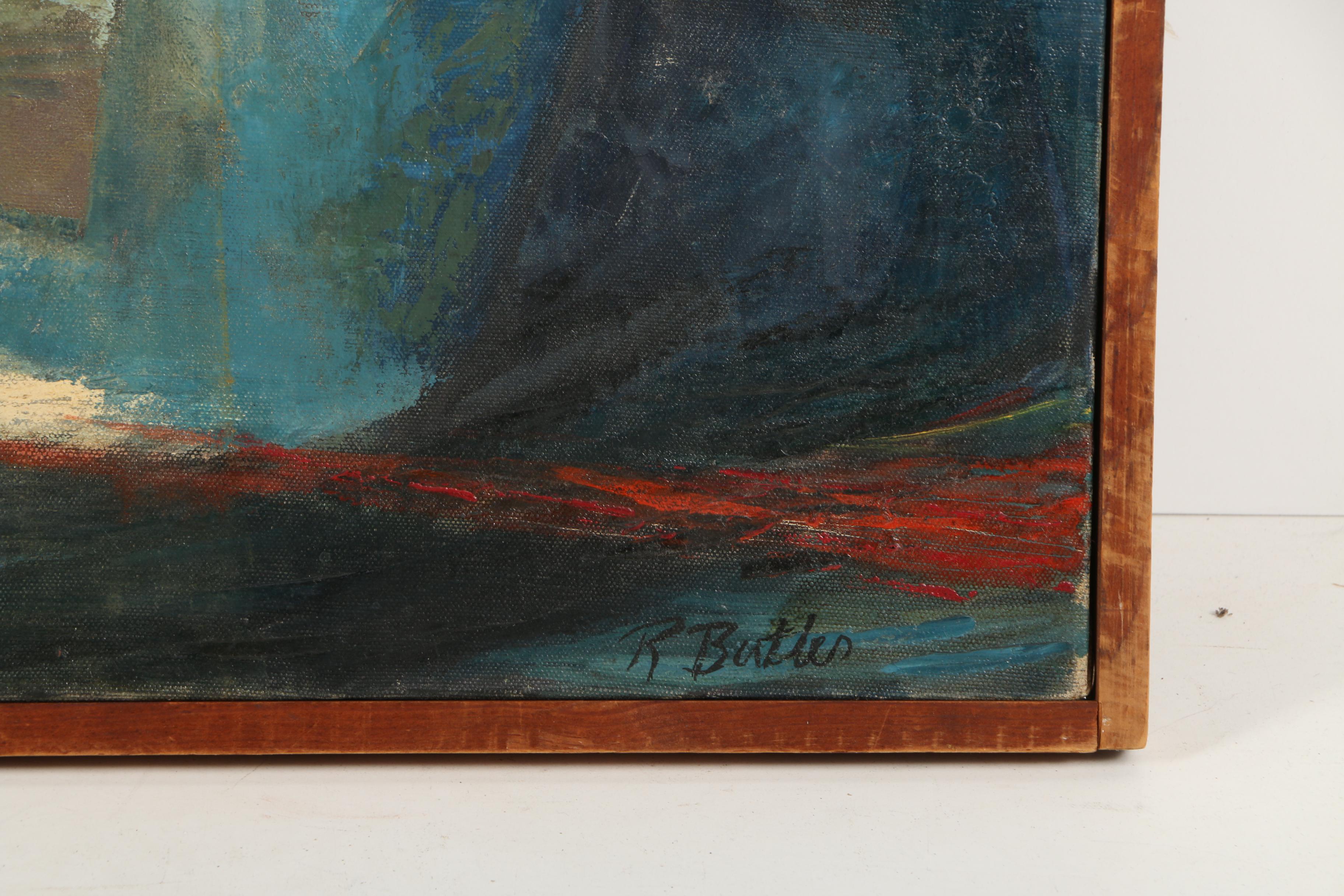 R. Butler Oil Painting of an Abstract Landscape