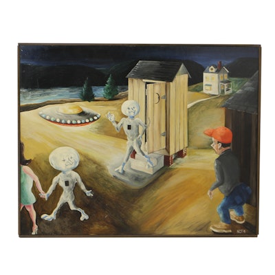 K.C. Truschel Oil Painting on Masonite "Once Upon a Midnite Beery" K.C. Truschel Oil Painting on Masonite "Once Upon a Midnite Beery"