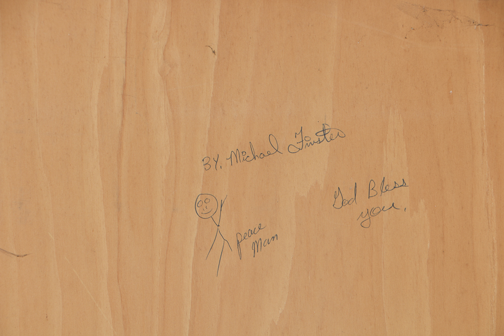 Michael Finster Oil Painting on Panel "Napompa Aliens Visiting a Strange Planet"