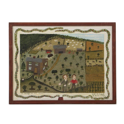 William H. West Oil Painting on Board "A Home in the 1800" William H. West Oil Painting on Board "A Home in the 1800"