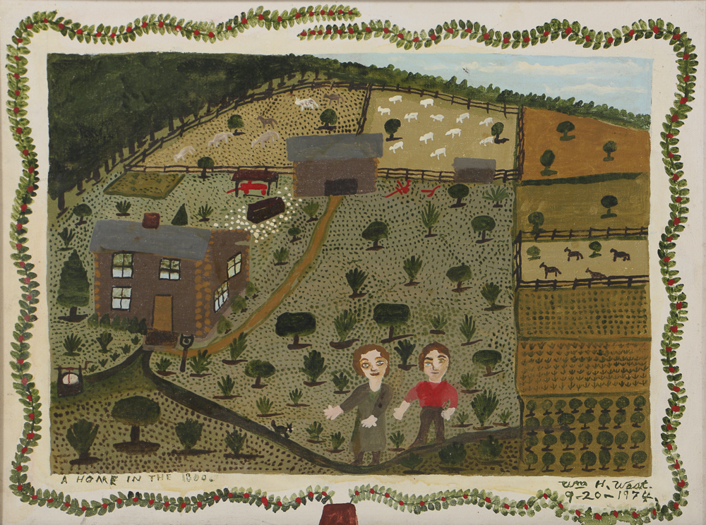 William H. West Oil Painting on Board "A Home in the 1800"