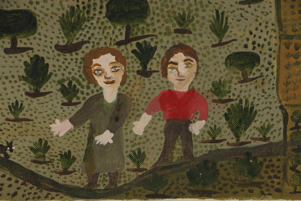 William H. West Oil Painting on Board "A Home in the 1800"