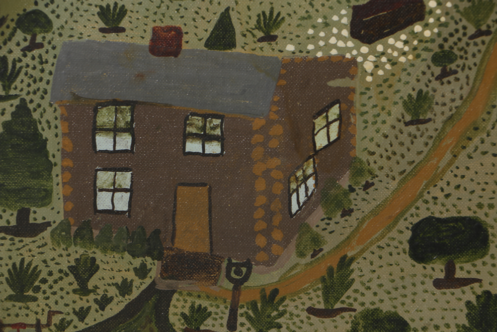 William H. West Oil Painting on Board "A Home in the 1800"