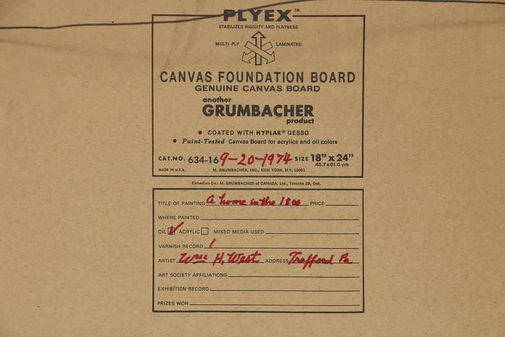 William H. West Oil Painting on Board "A Home in the 1800"