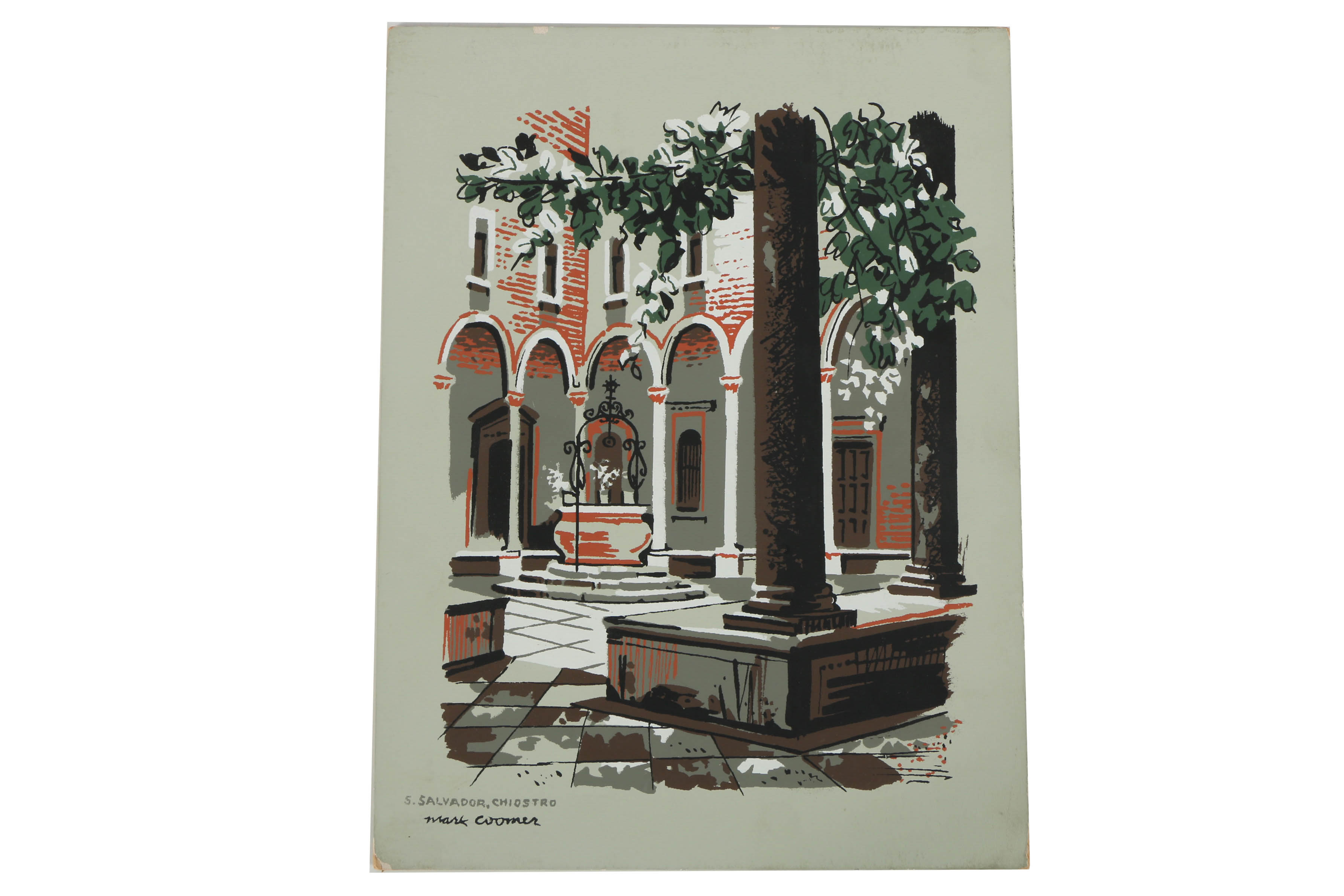 Collection of Mark Coomer Serigraphs on Boards of Architectural Scenes