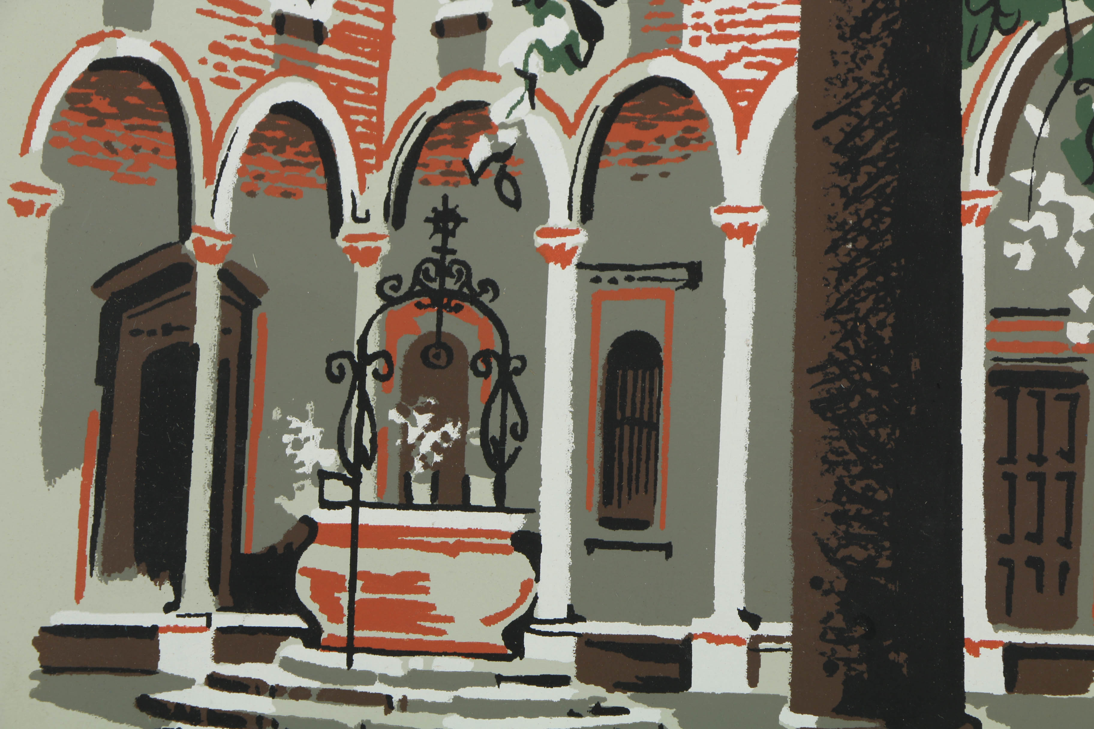 Collection of Mark Coomer Serigraphs on Boards of Architectural Scenes