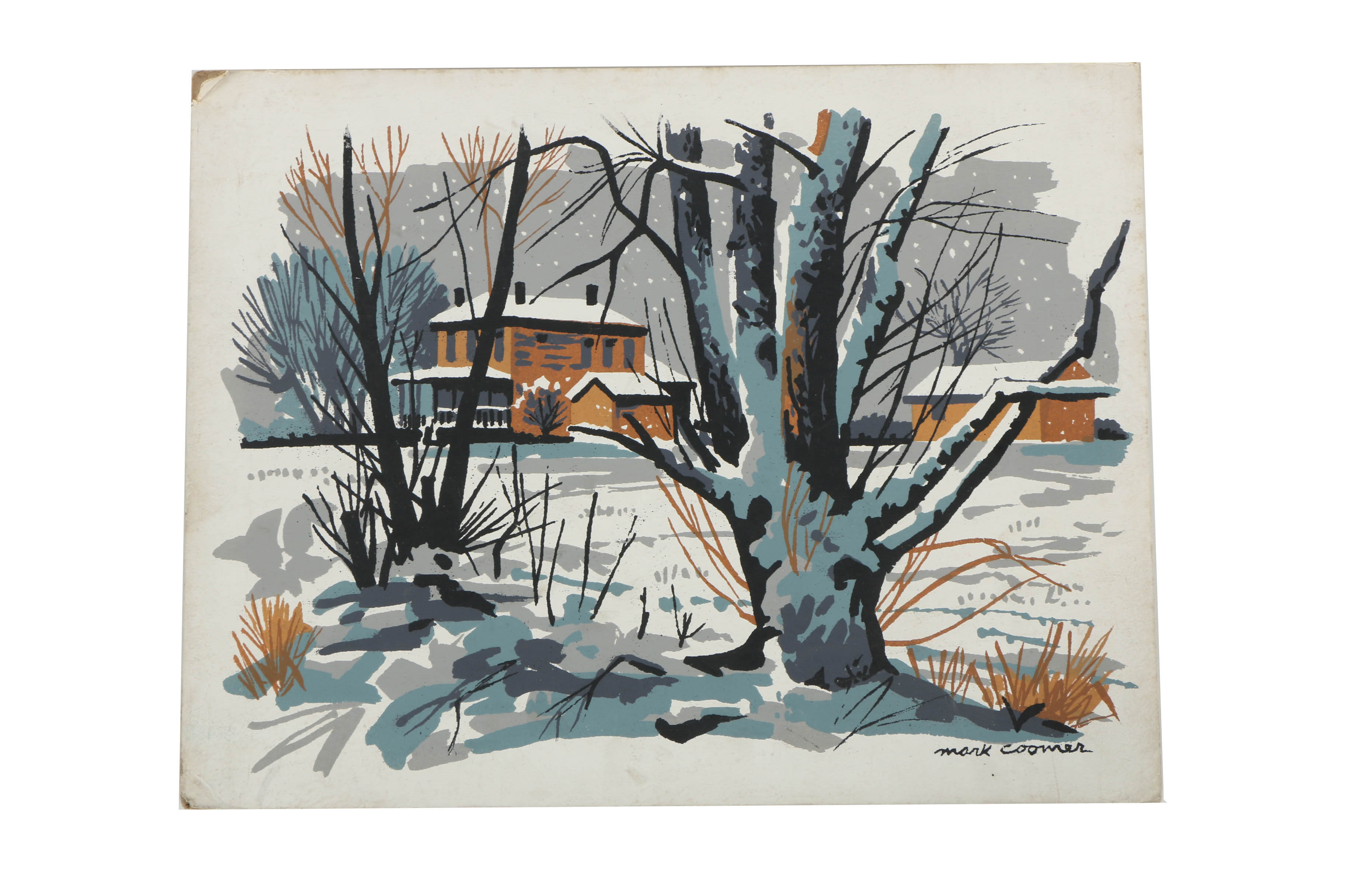 Assortment of Mark Coomer Serigraphs on Boards of Architectural Landscapes