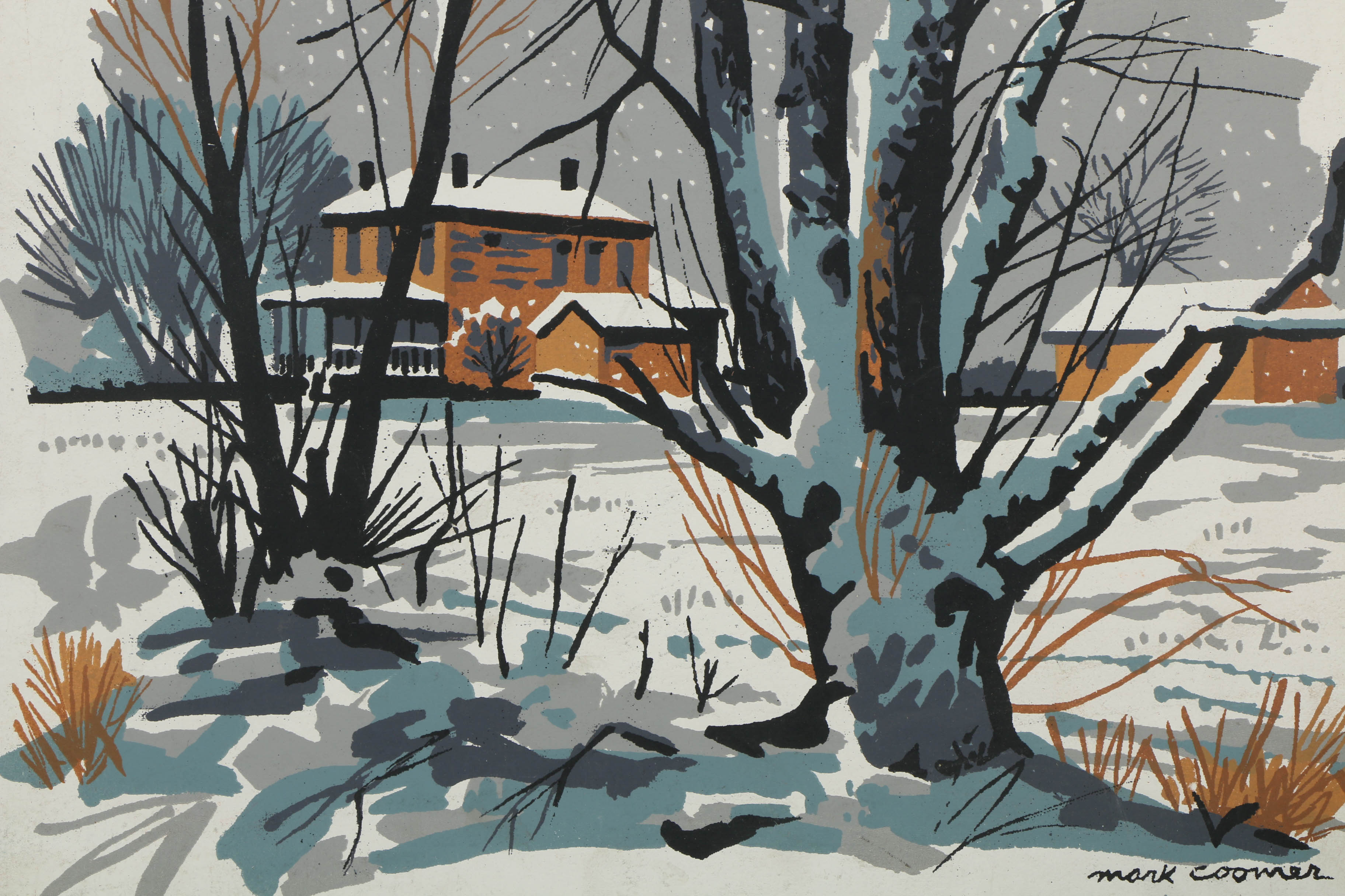 Assortment of Mark Coomer Serigraphs on Boards of Architectural Landscapes