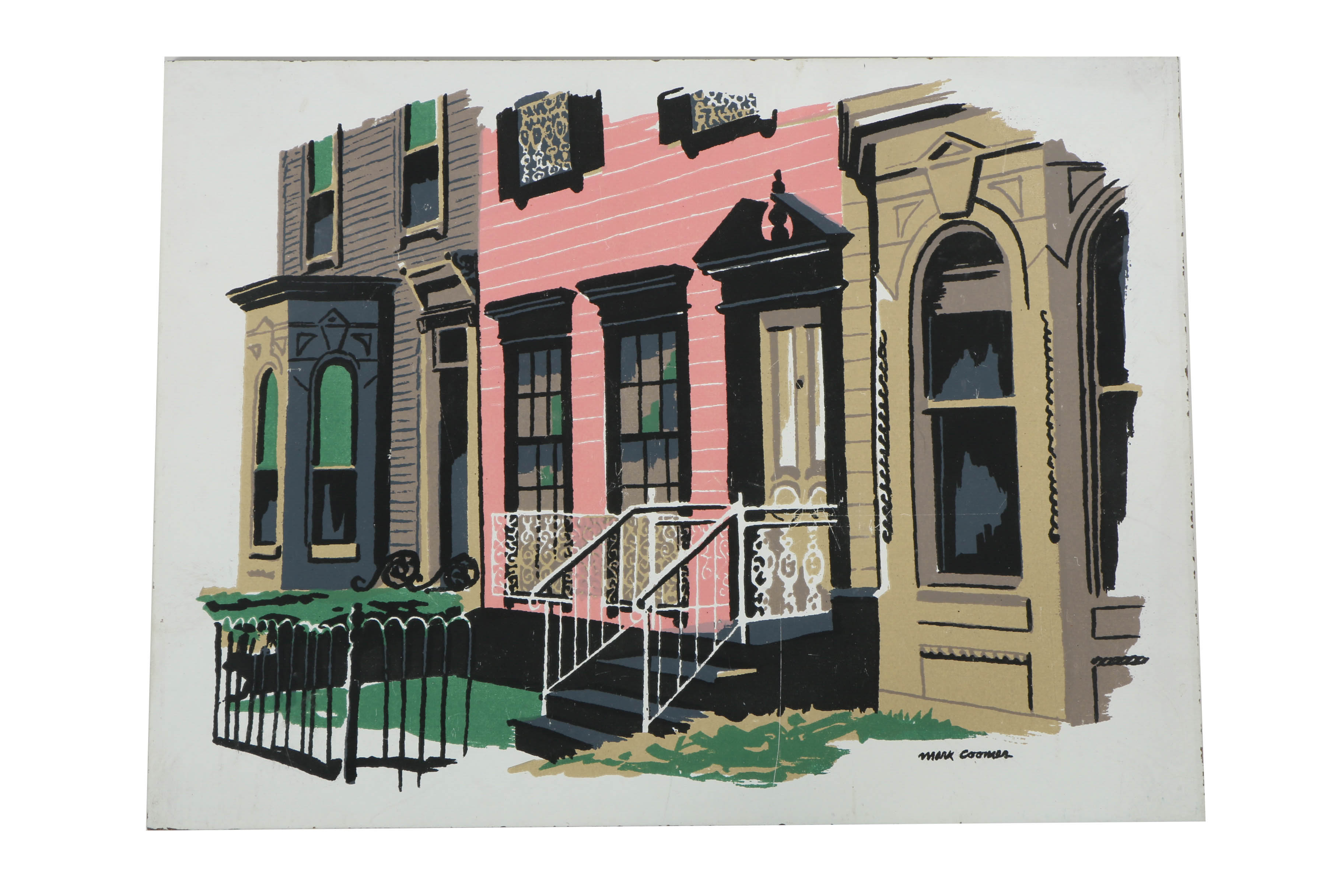 Assortment of Mark Coomer Serigraphs on Boards of Architectural Landscapes
