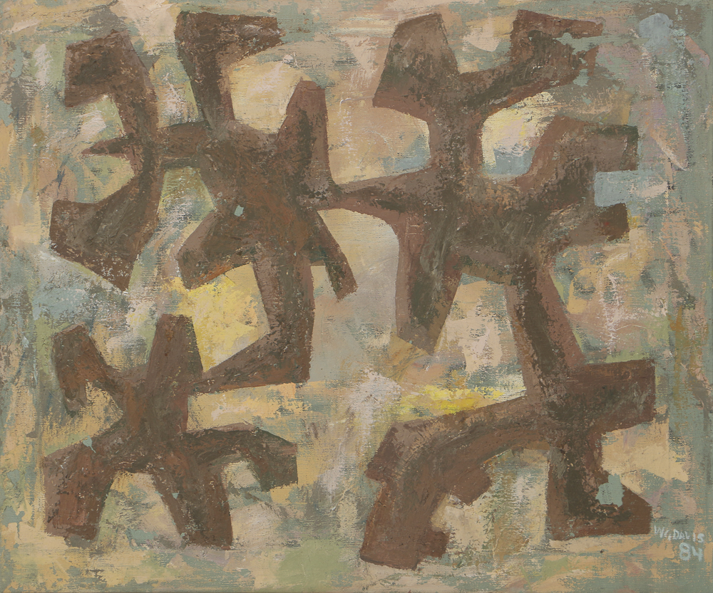 W. Glen Davis Oil Paining on Canvas Abstract Composition