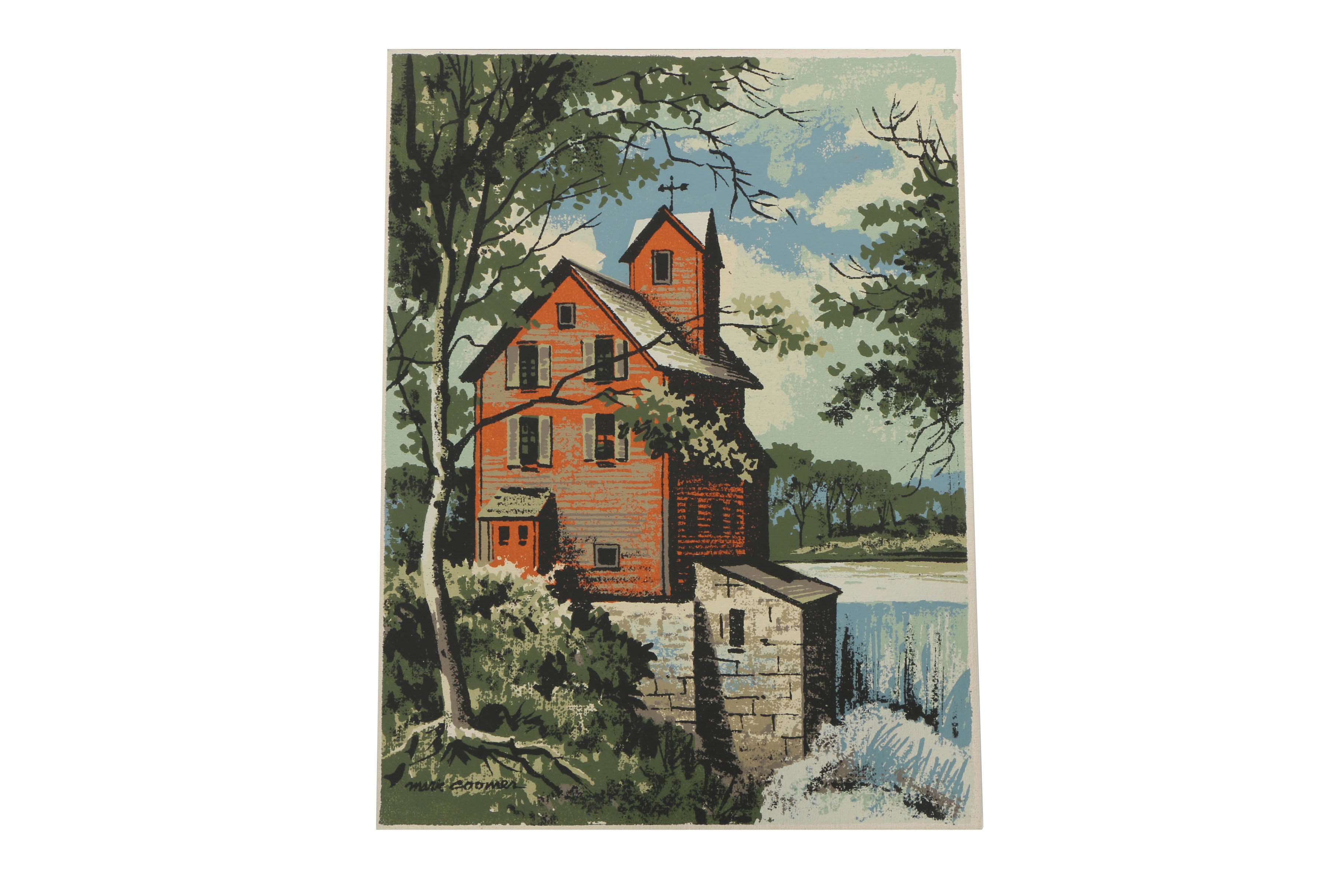 Assortment of Mark Coomer Serigraphs on Boards of Architectural Landscapes