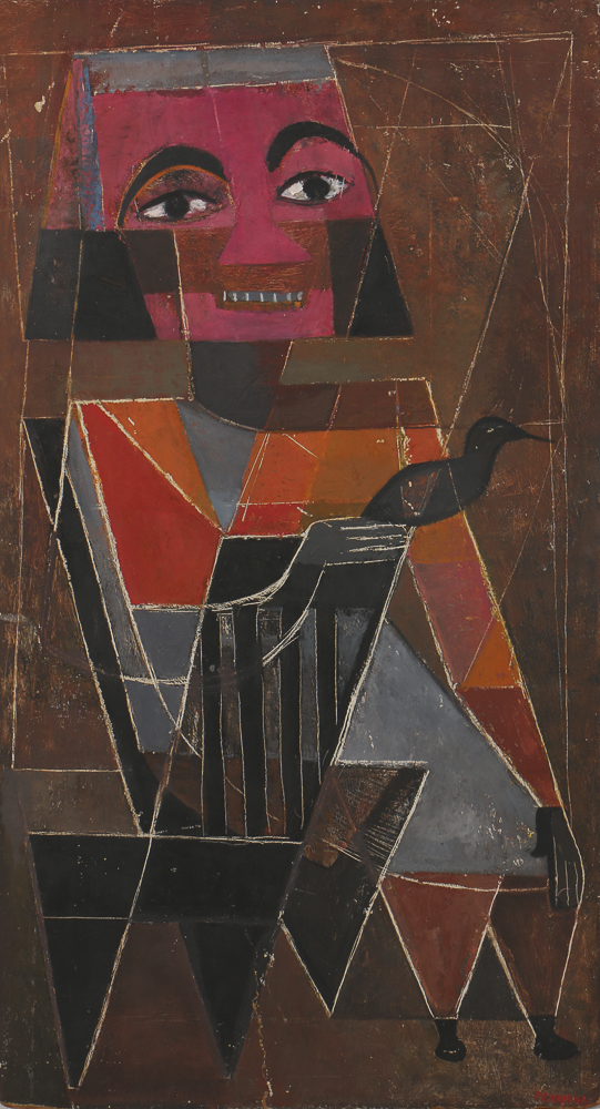 Louise Pershing Abstract Oil Painting on Masonite