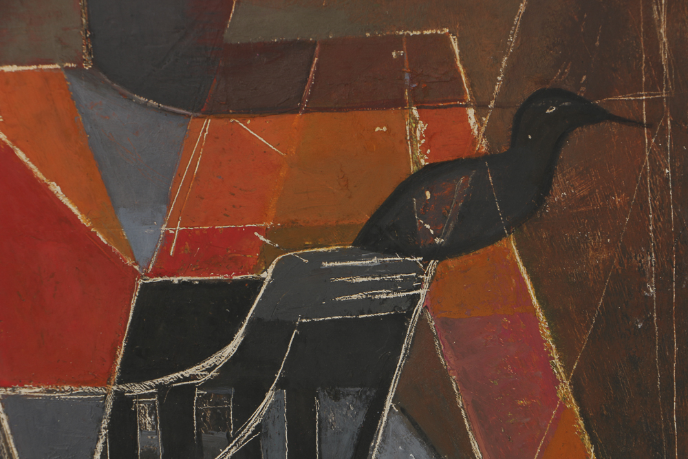 Louise Pershing Abstract Oil Painting on Masonite