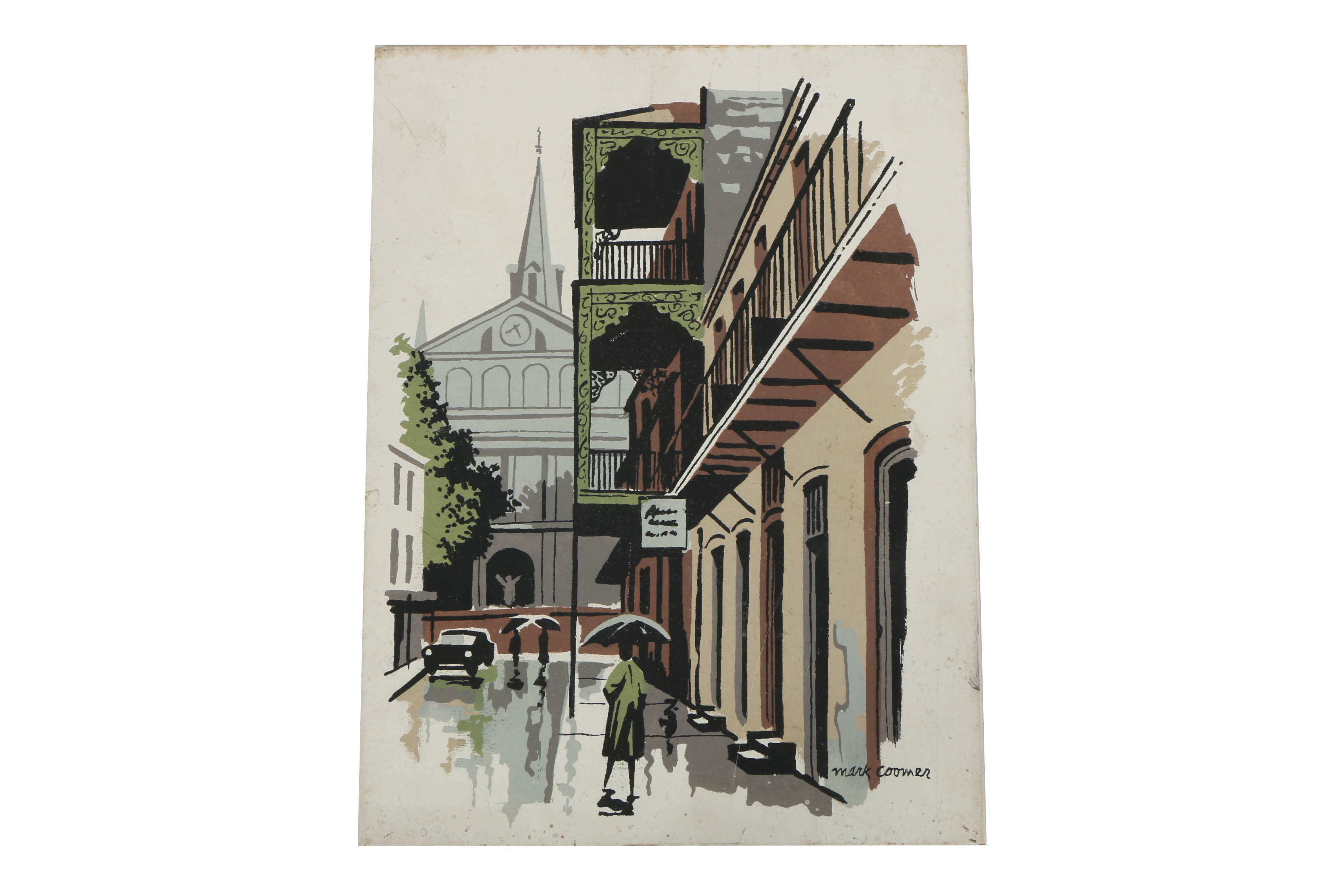 Collection of Mark Coomer Serigraphs on Boards of Architectural Landscapes