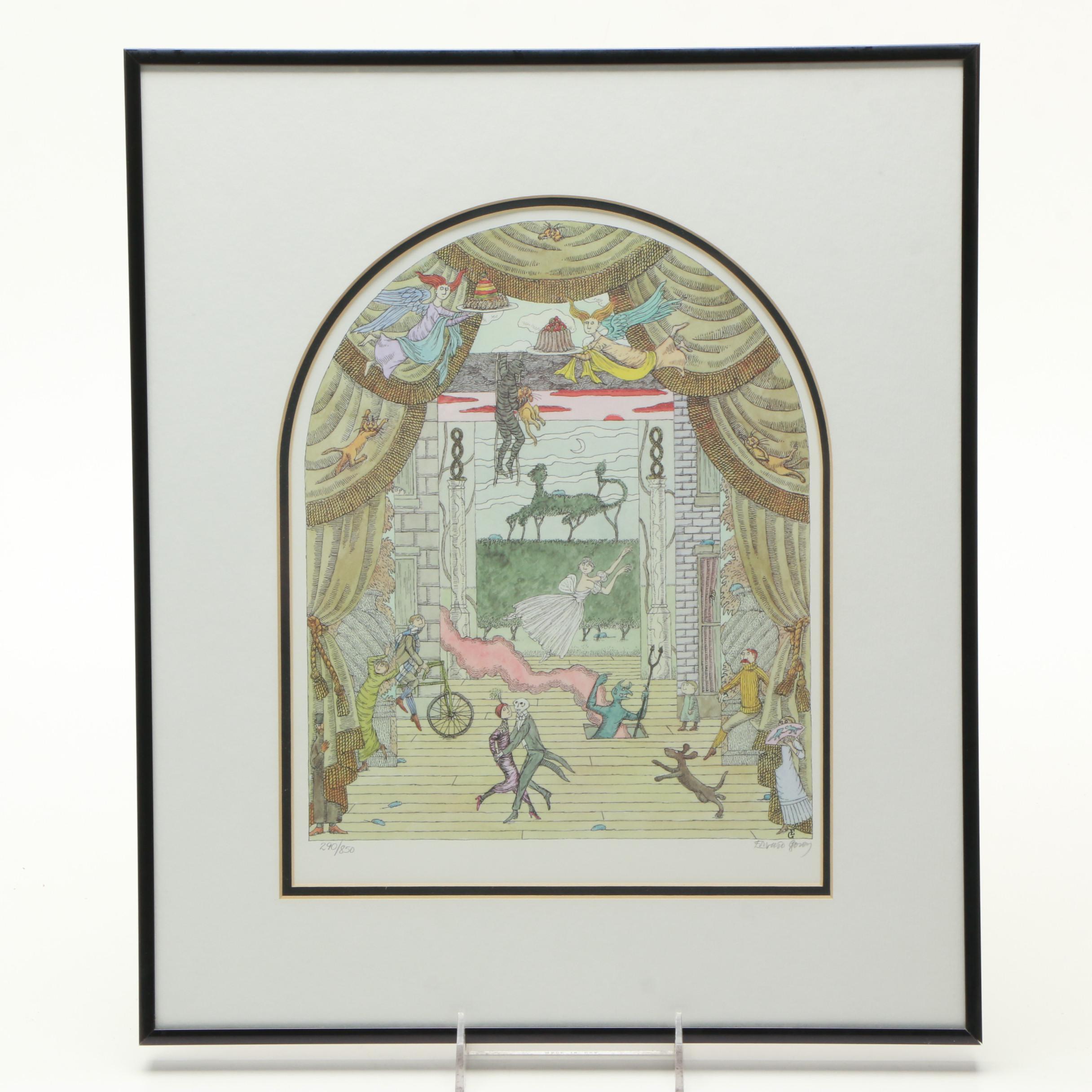 Edward Gorey Limited Edition Reproduction Print "Gorey Theater Dance"