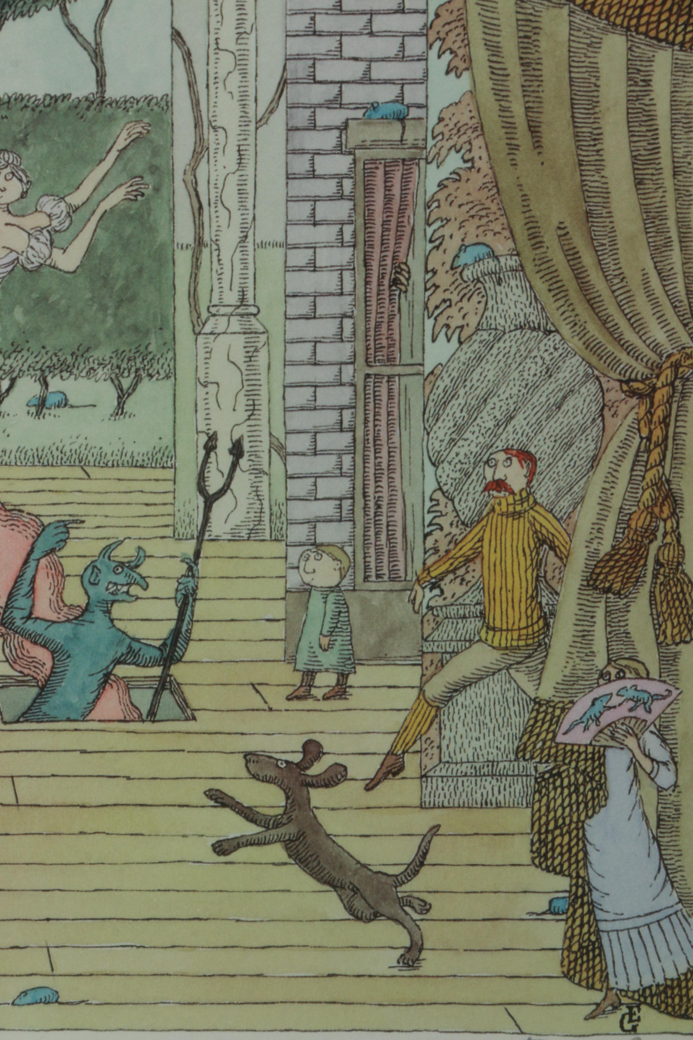 Edward Gorey Limited Edition Reproduction Print "Gorey Theater Dance"