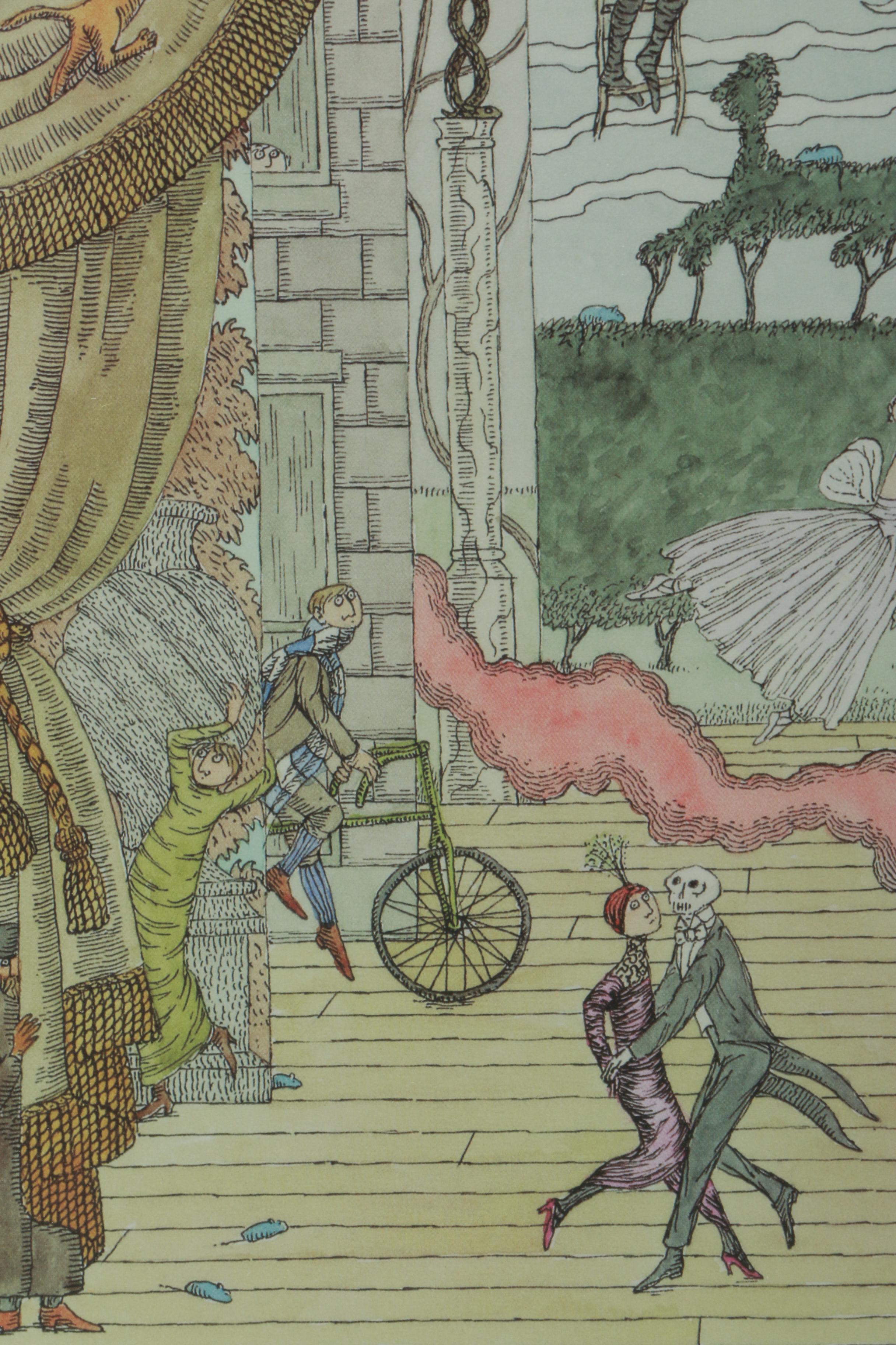 Edward Gorey Limited Edition Reproduction Print "Gorey Theater Dance"