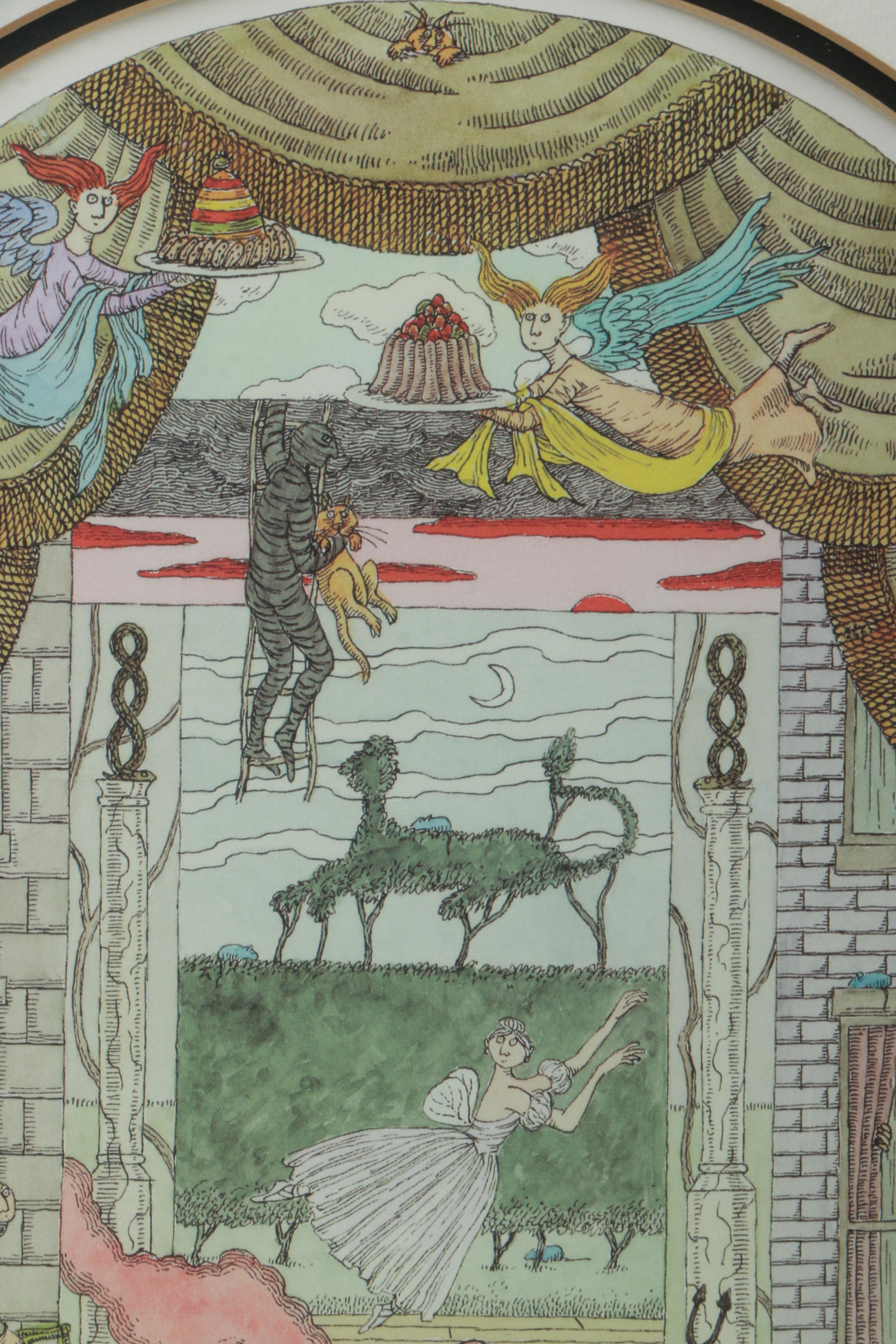 Edward Gorey Limited Edition Reproduction Print "Gorey Theater Dance"