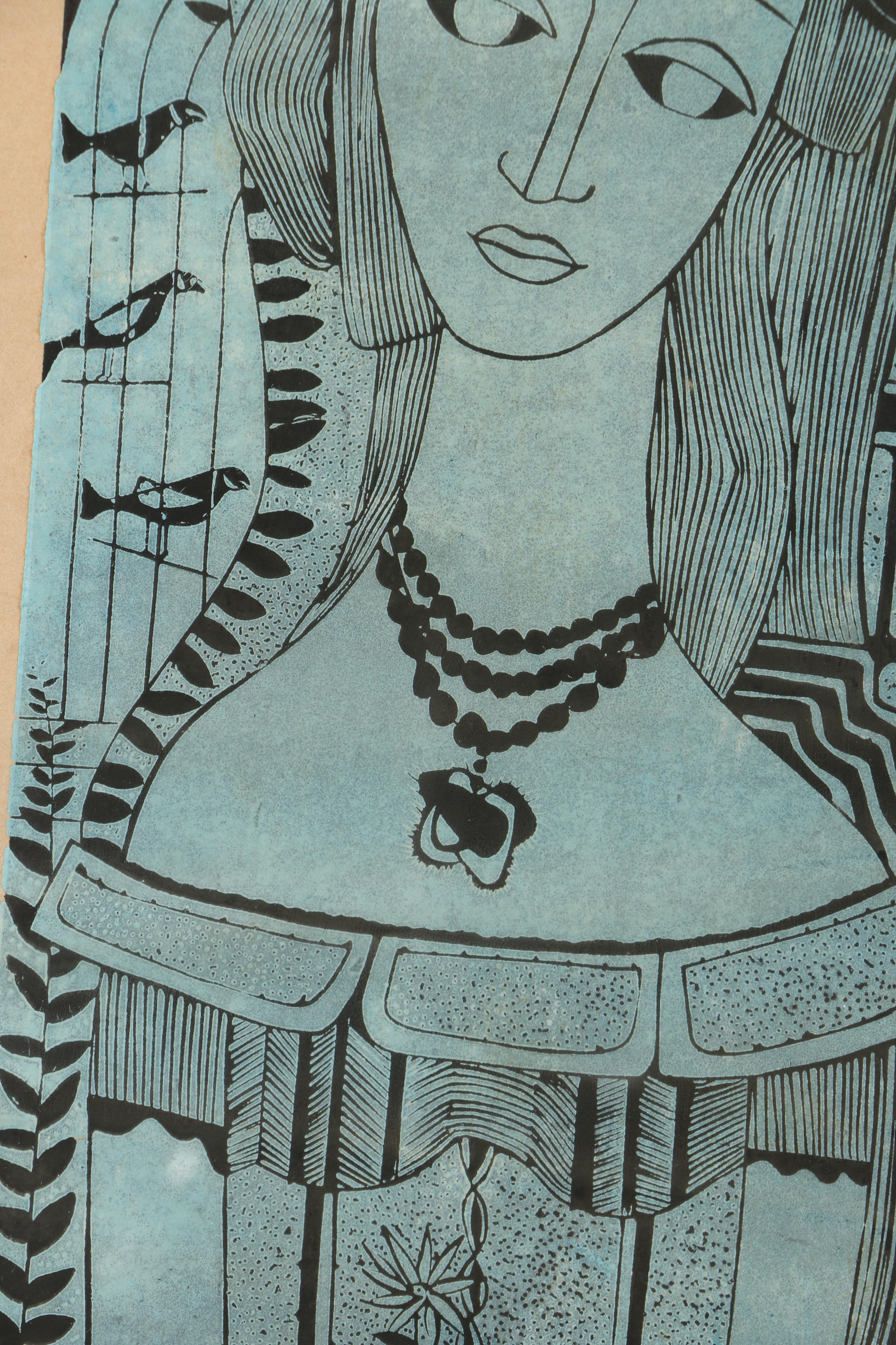 John Murray Barton Woodcut "The Bride"