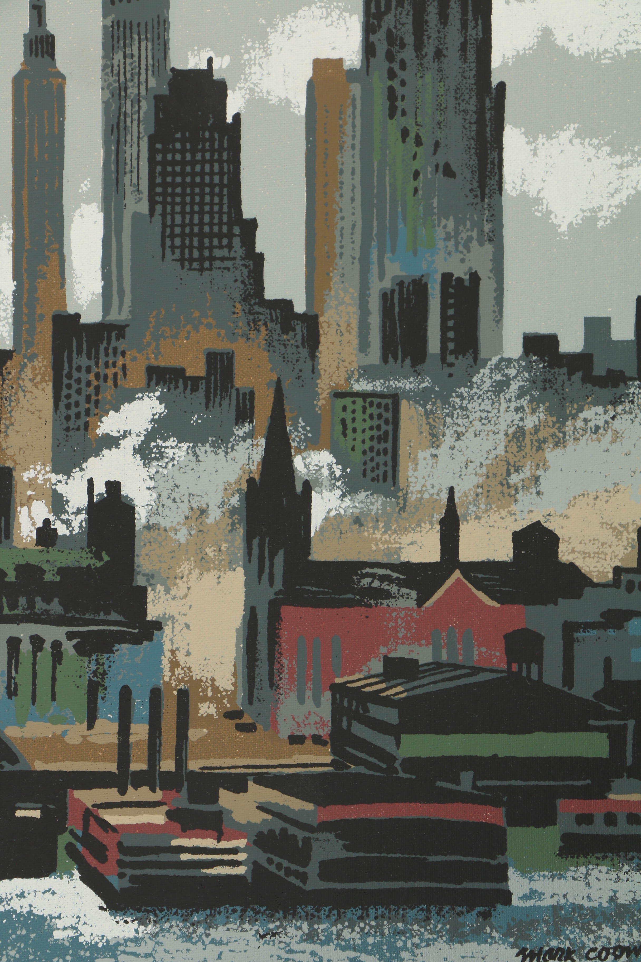Collection of Mark Coomer Serigraphs on Boards of Architectural Landscapes