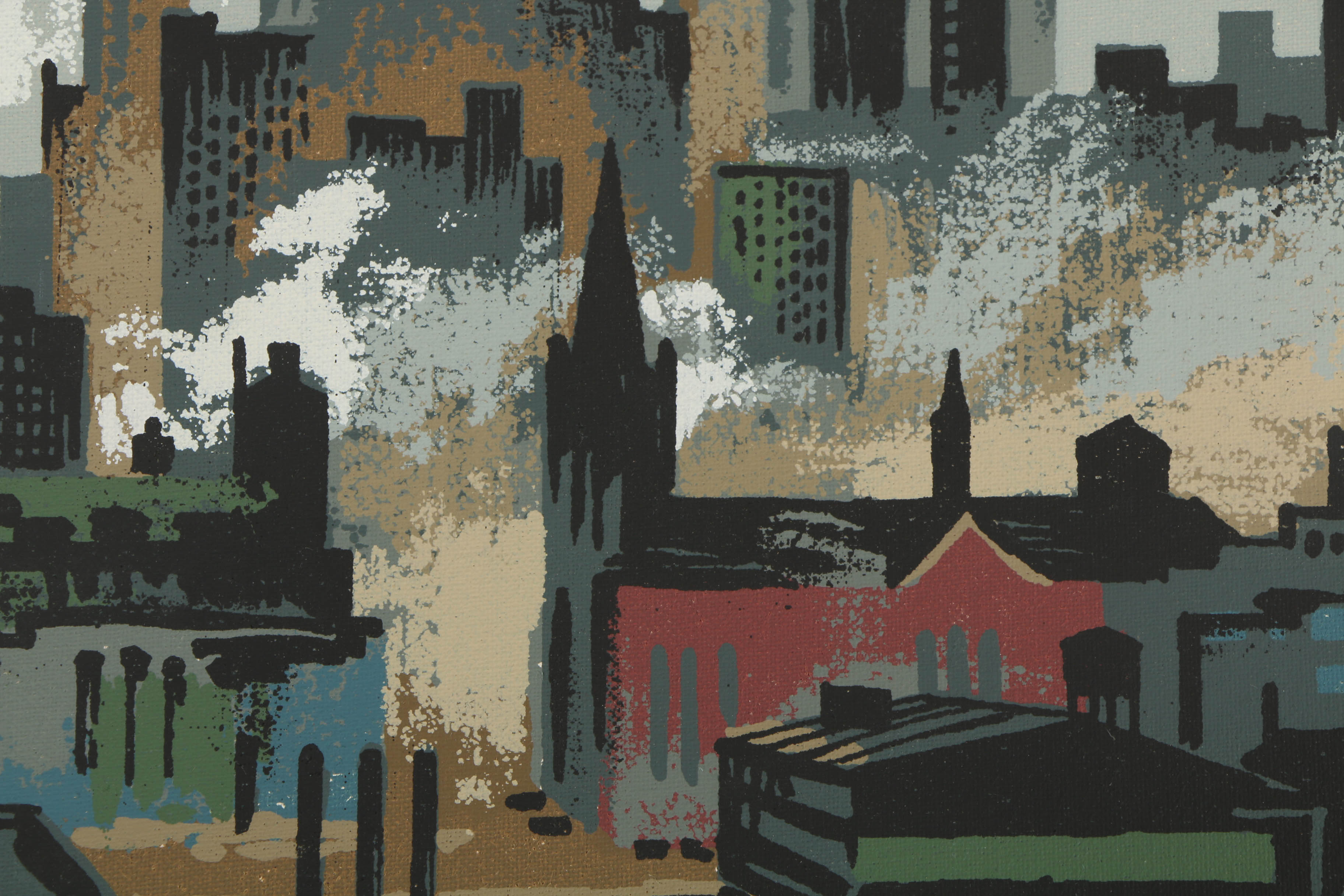 Collection of Mark Coomer Serigraphs on Boards of Architectural Landscapes