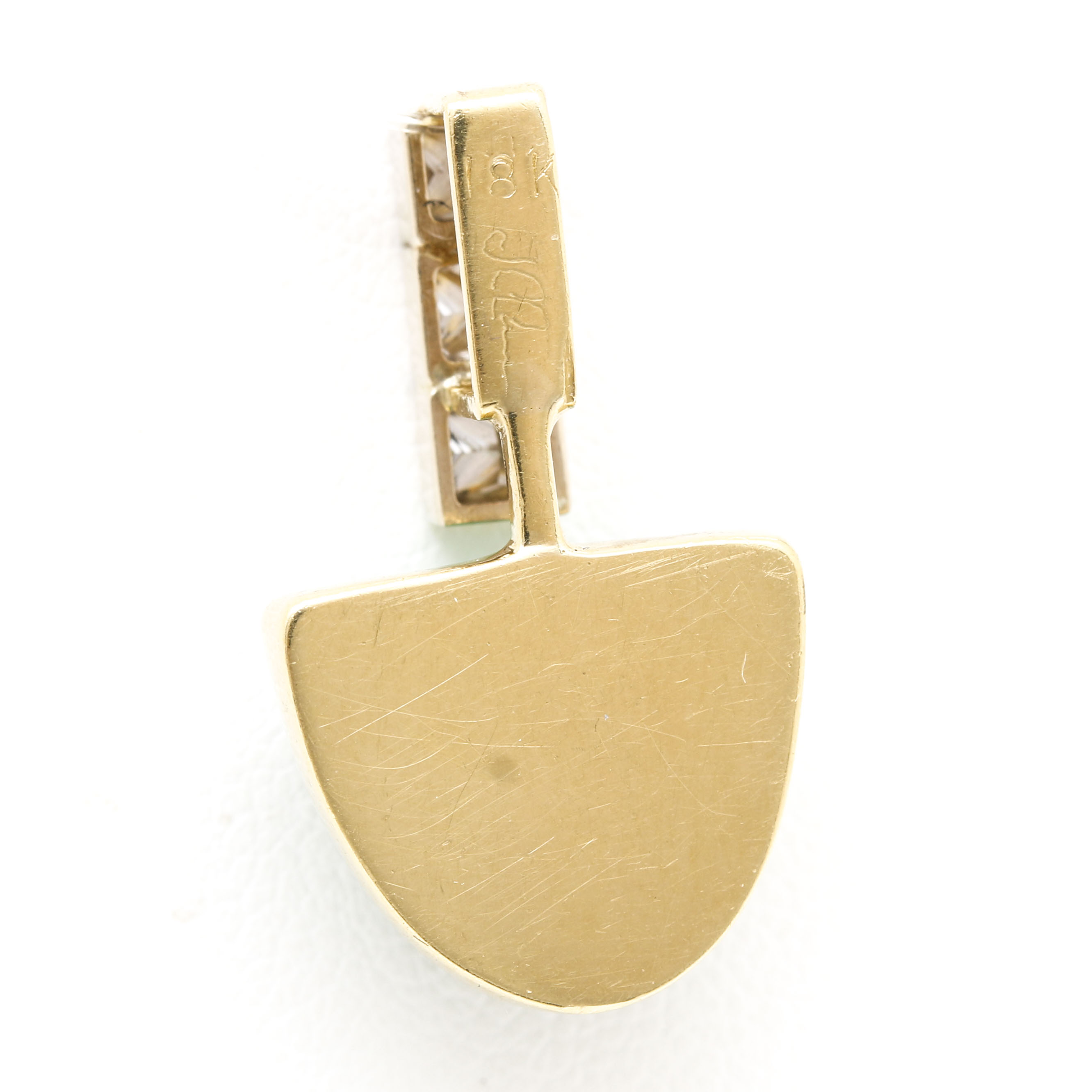 18K Yellow Gold Turquoise and Diamond Pendant With 14K Yellow Gold Accents