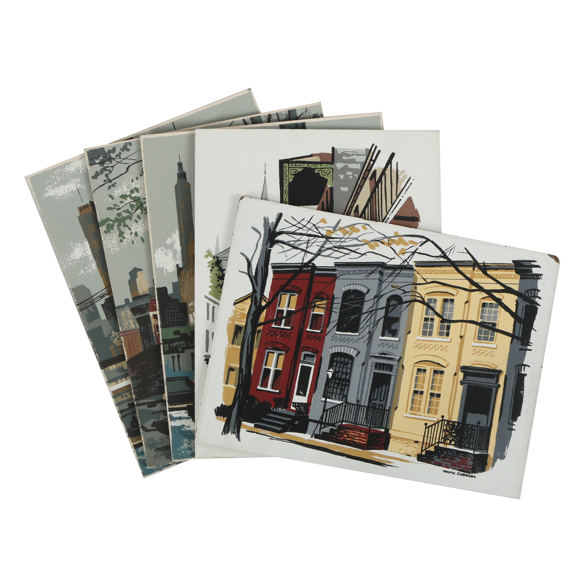Collection of Mark Coomer Serigraphs on Boards of Architectural Landscapes